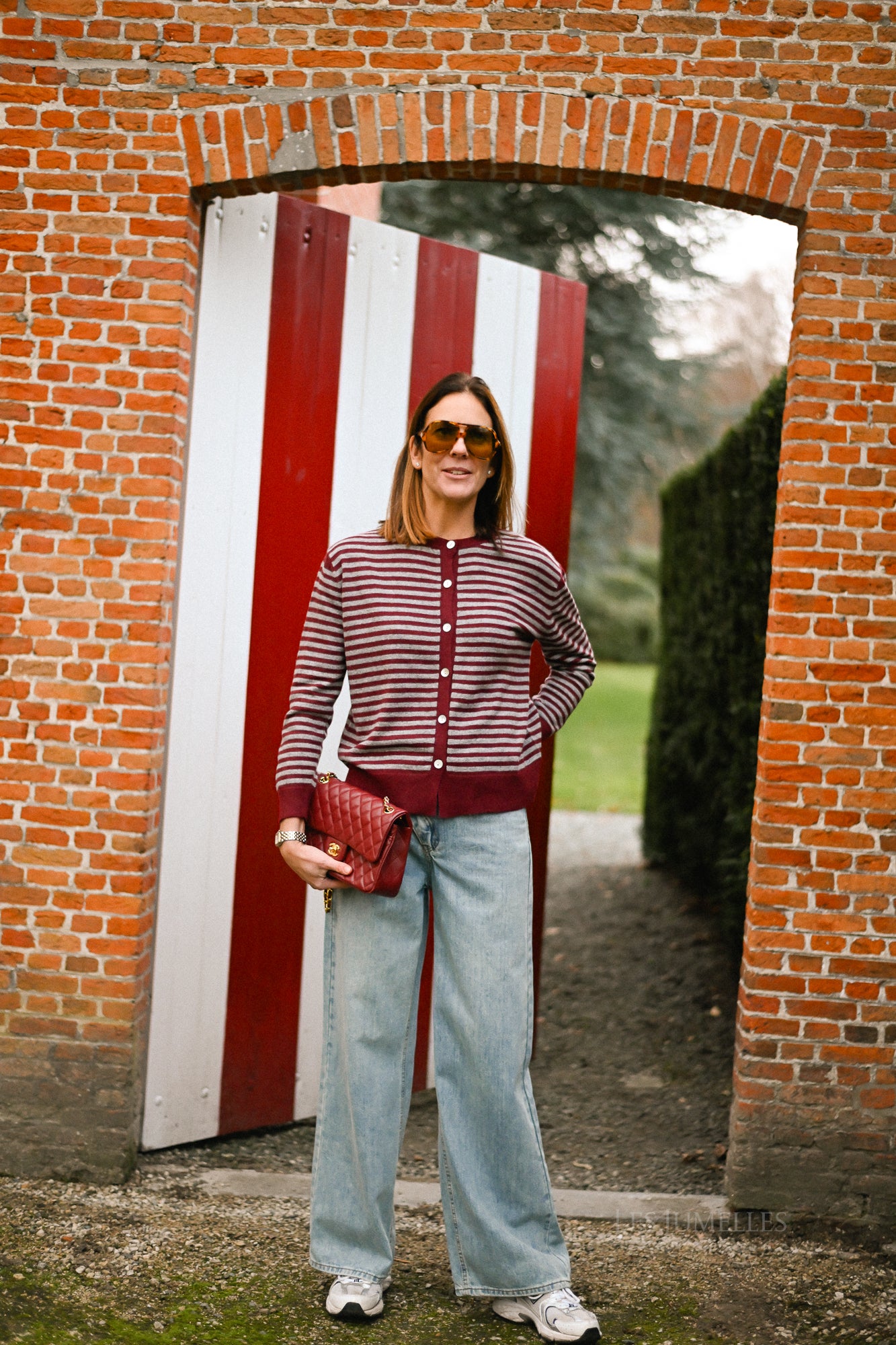 Lisa striped cardigan burgundy/grey