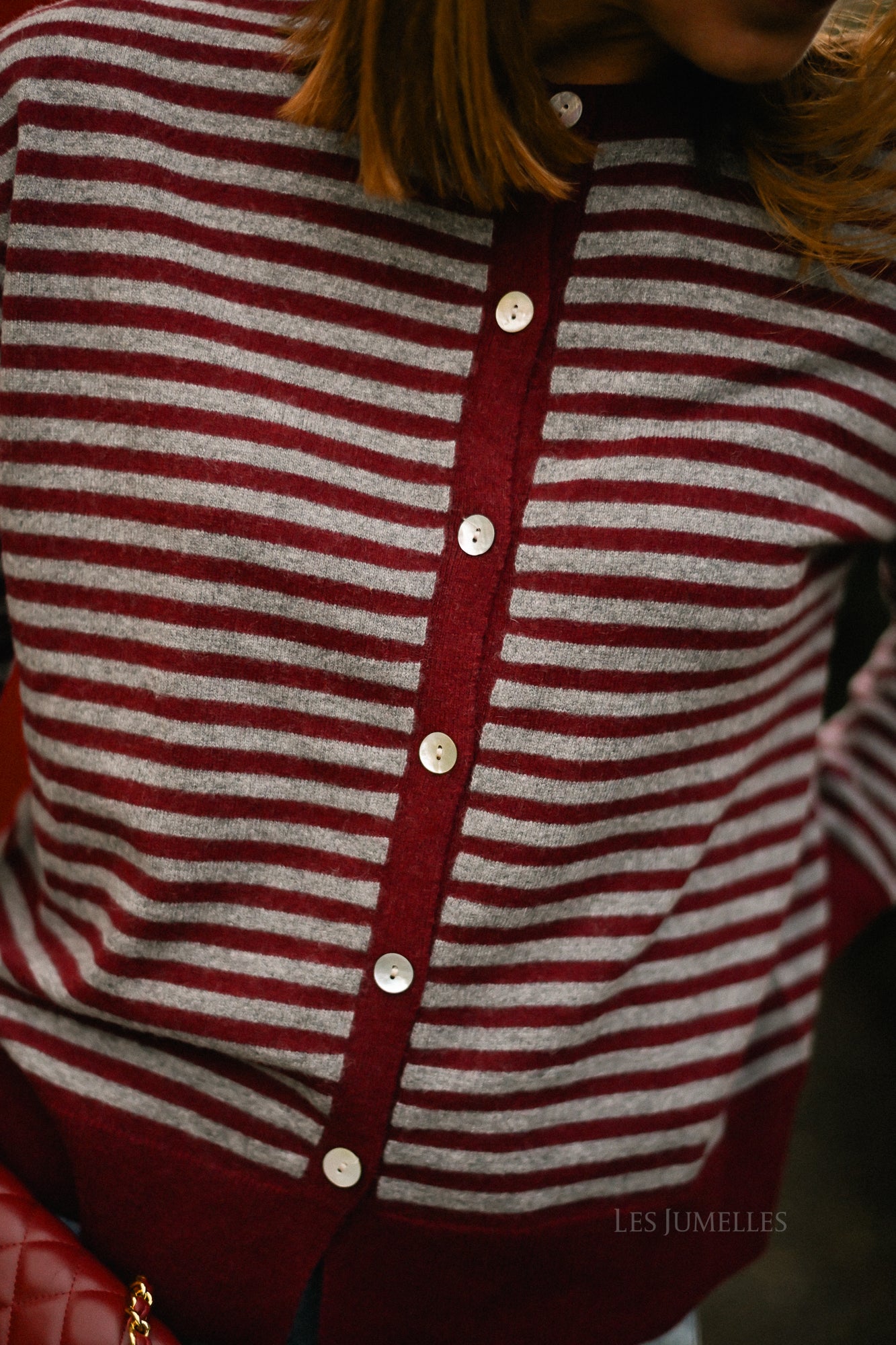Lisa striped cardigan burgundy/grey