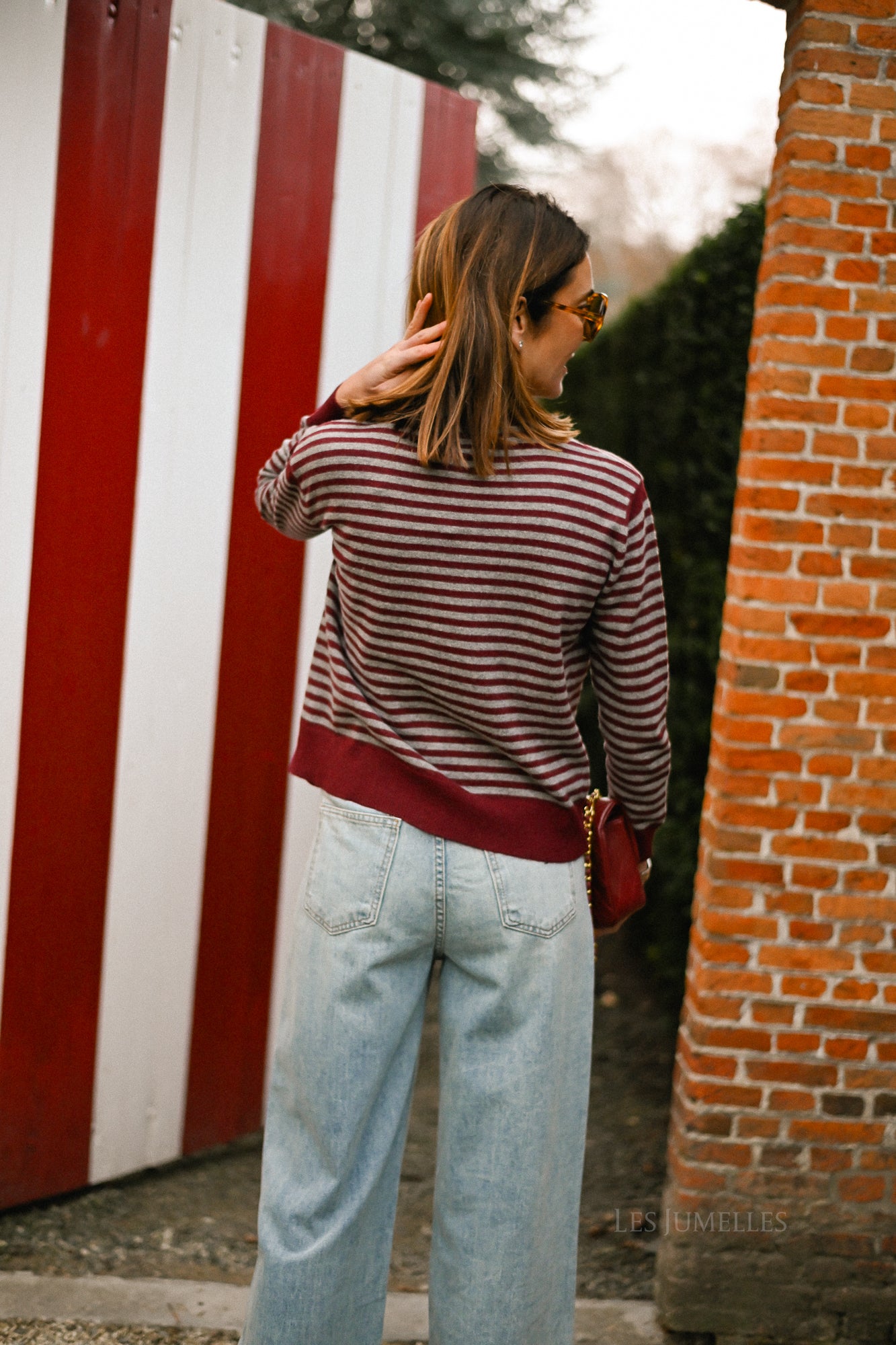 Lisa striped cardigan burgundy/grey