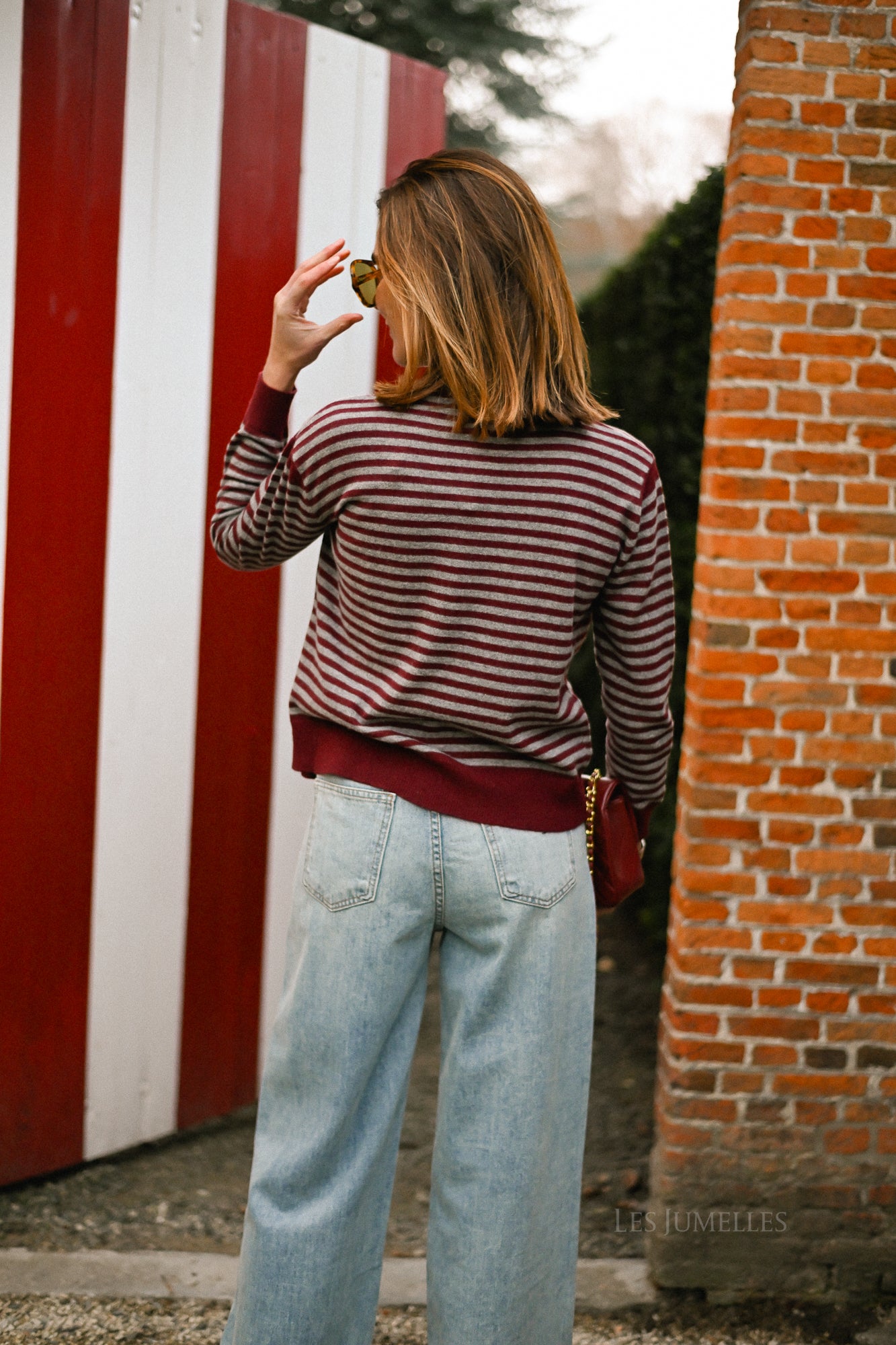 Lisa striped cardigan burgundy/grey