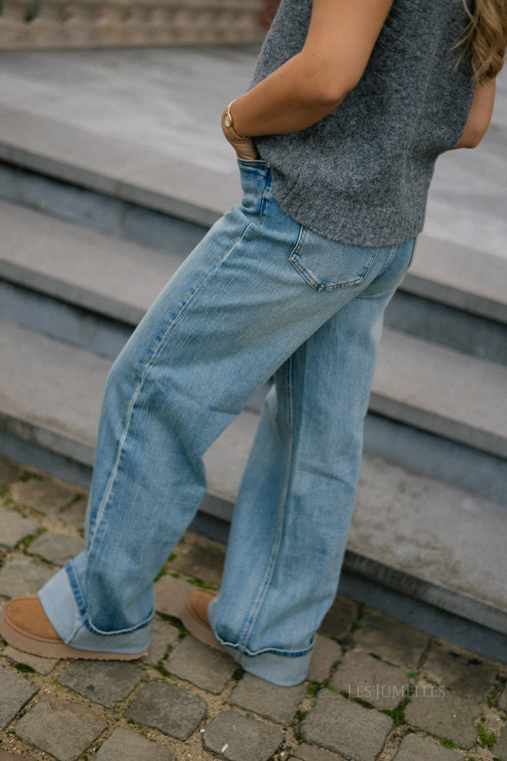 GZSara HW wijde jeans gewassen blauw