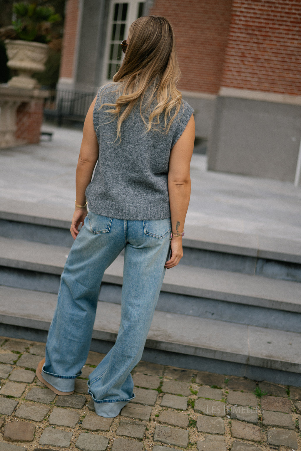 GZSara HW wijde jeans gewassen blauw