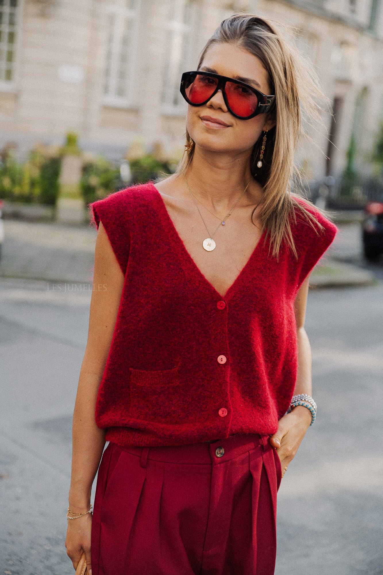 Gilet Bonnie rouge cerise