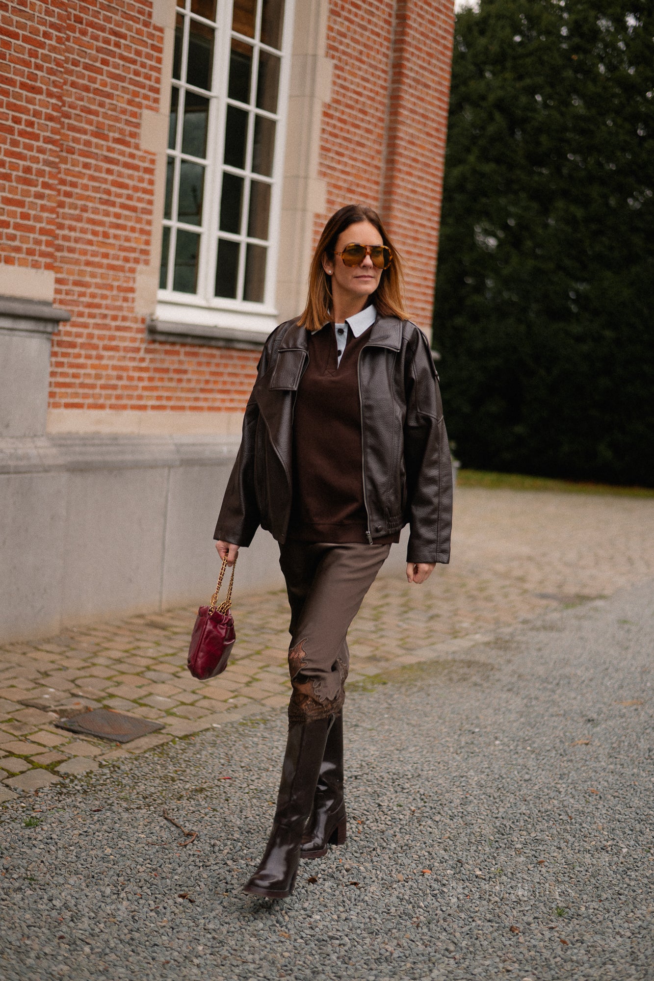 Aubrey leren look jas hot chocolate