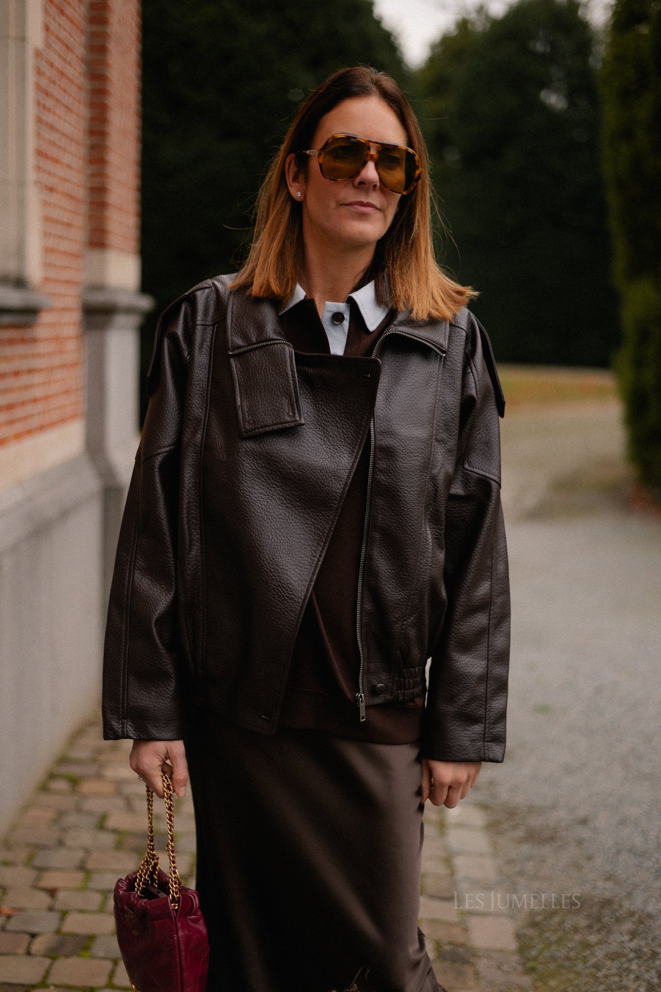 Aubrey leren look jas hot chocolate