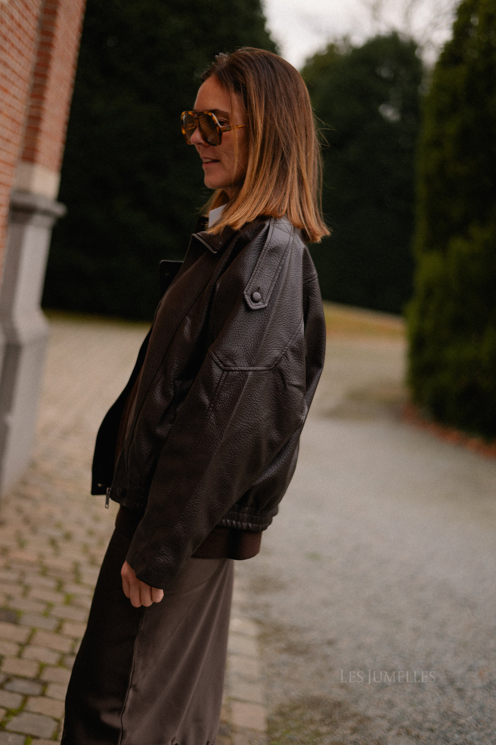 Aubrey veste en simili cuir chocolat chaud