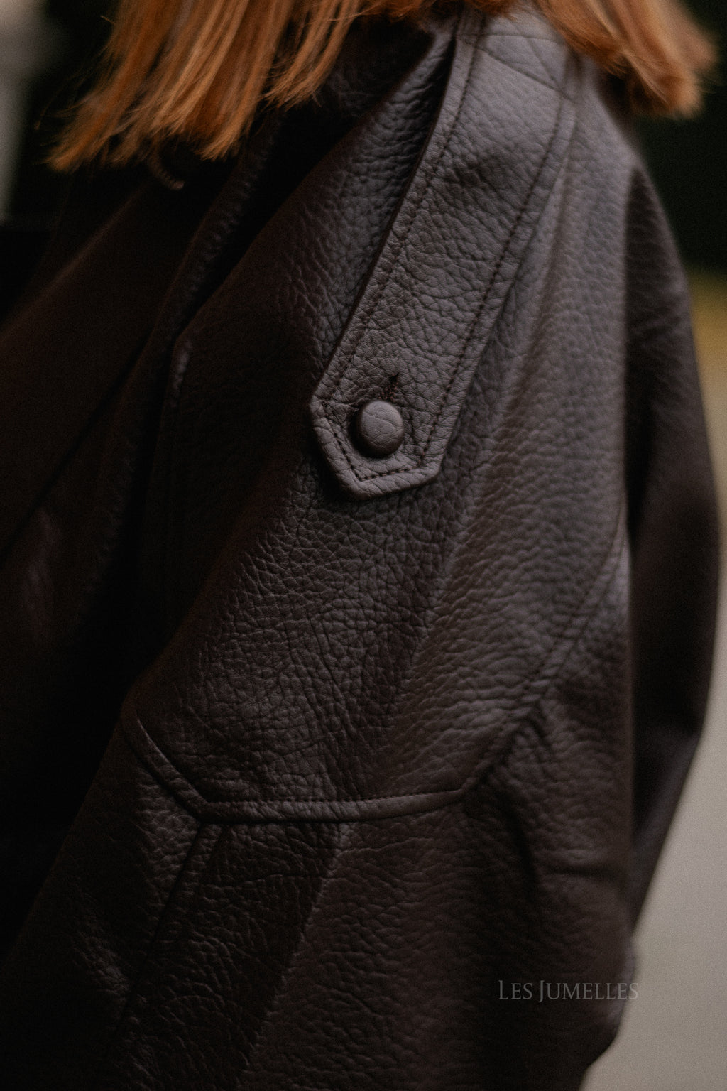 Aubrey veste en simili cuir chocolat chaud