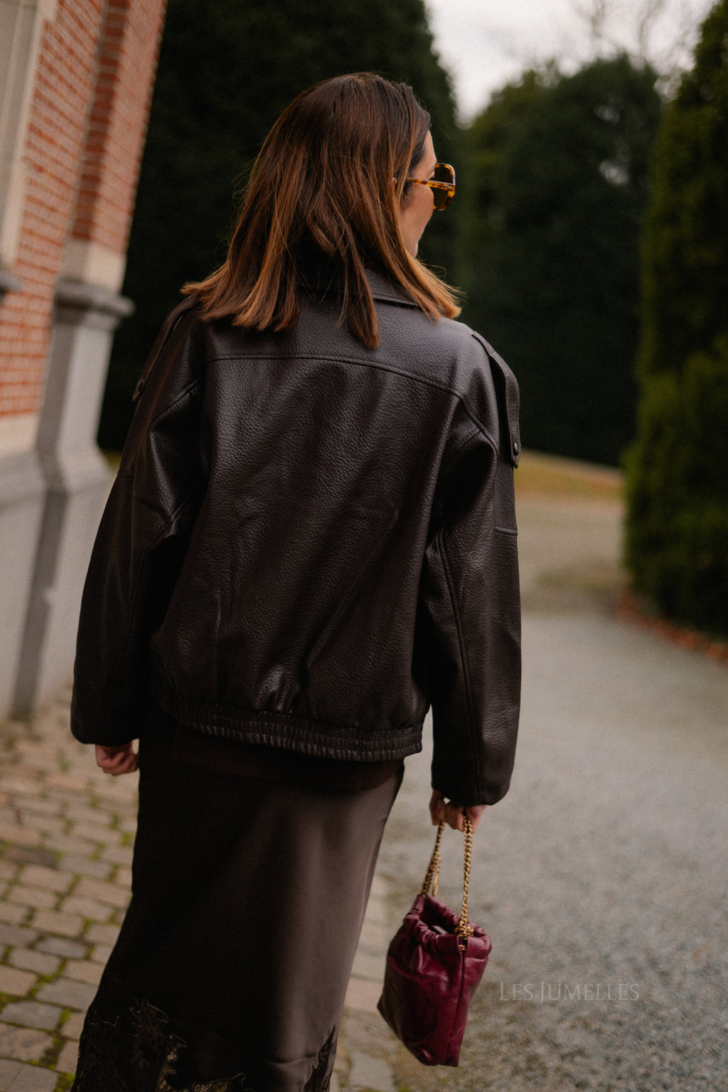 Aubrey veste en simili cuir chocolat chaud