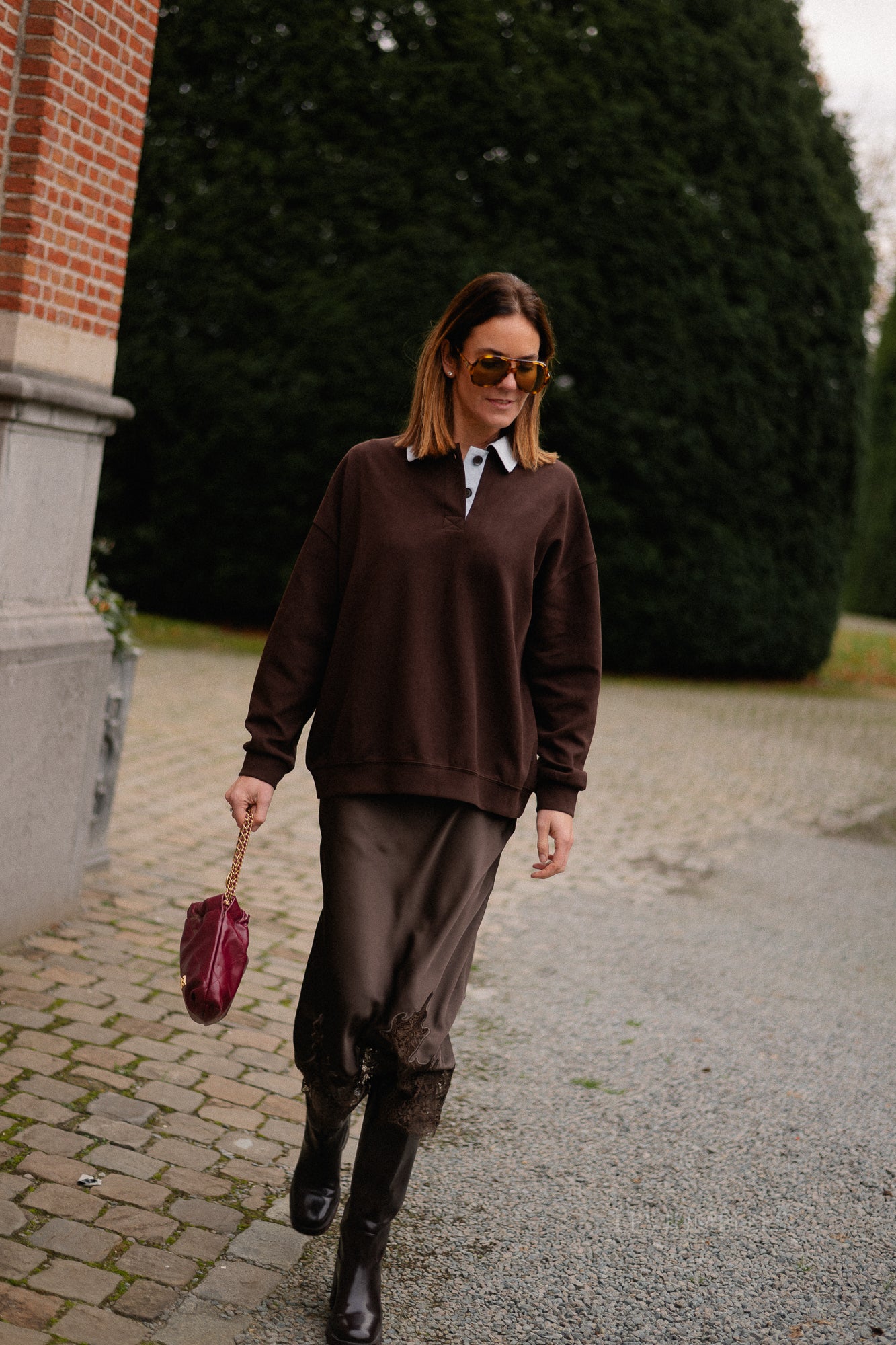 Lio oversized polo sweatshirt hot chocolate/ice blue