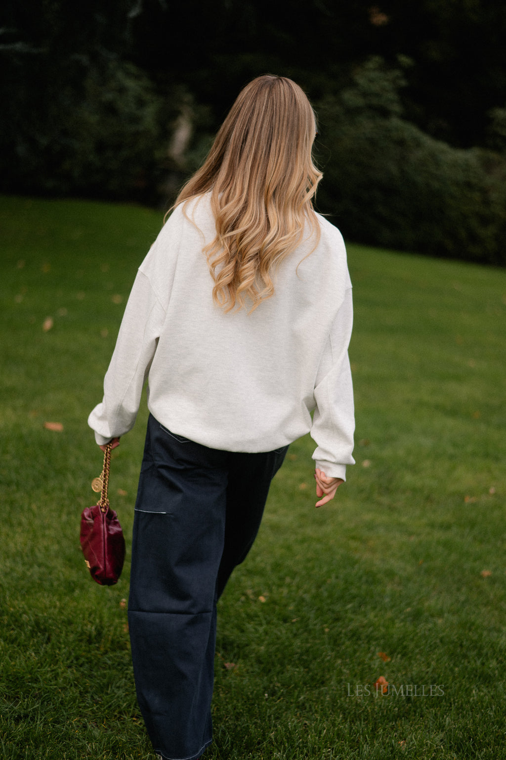 Lio oversized polo sweatshirt lichtgrijs melange/antraciet