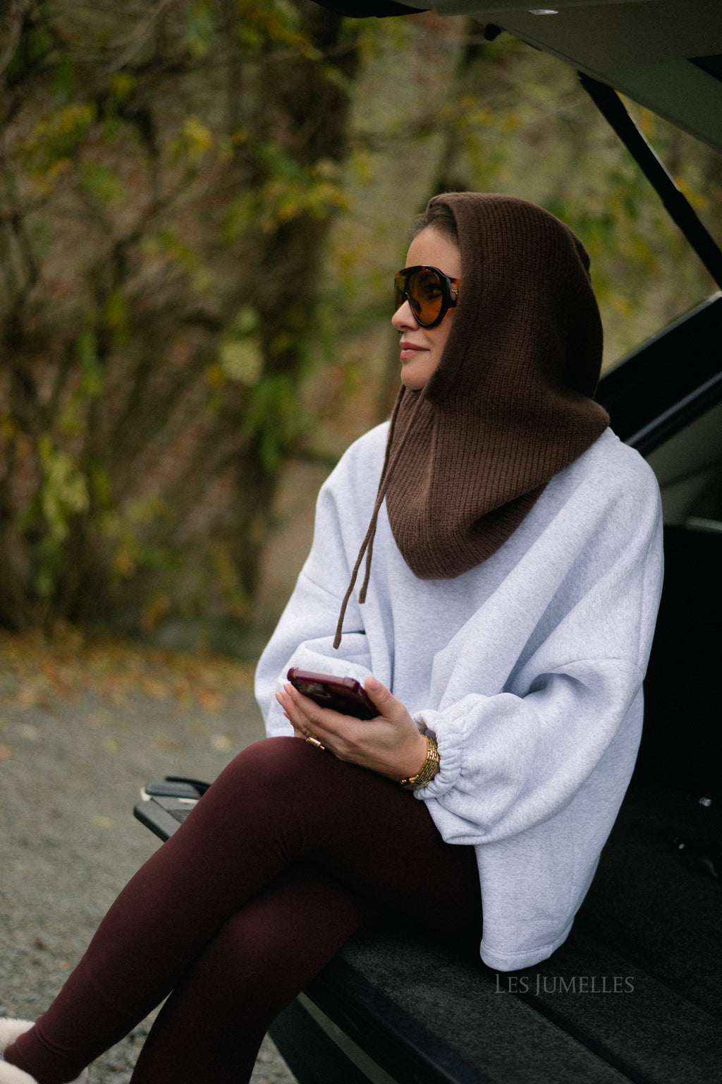 "APRES SKI" sweater lichtgrijs/bordeaux