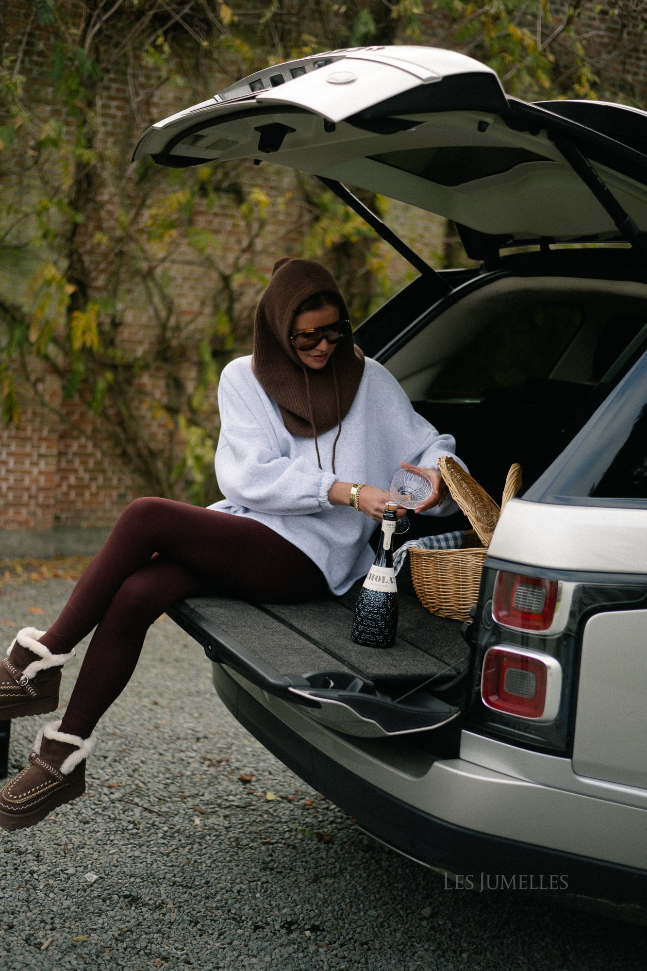 "APRES SKI" sweater lichtgrijs/bordeaux