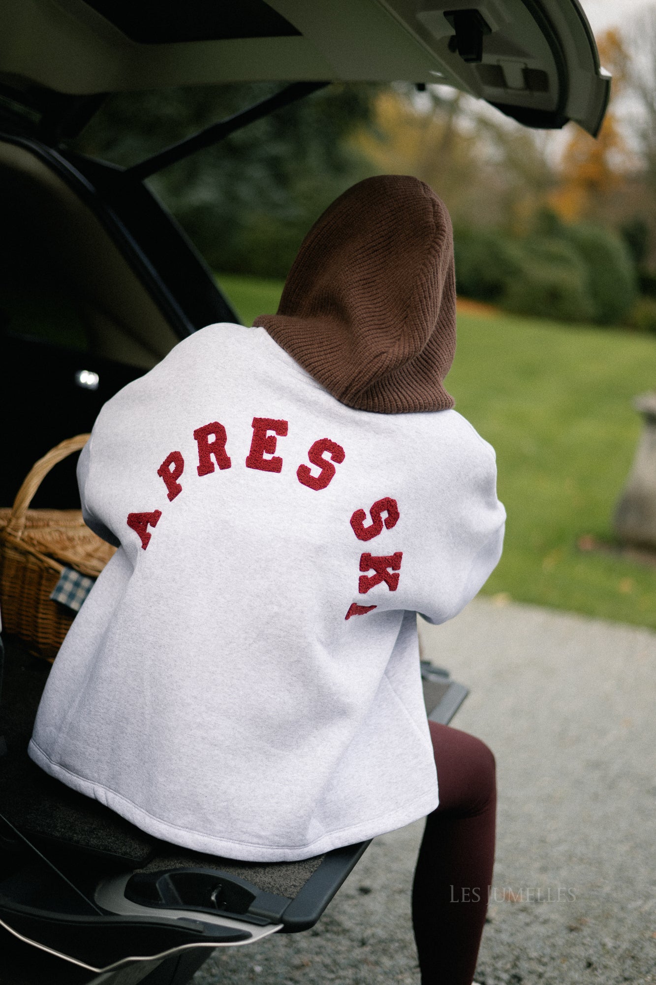 "APRES SKI" sweater lichtgrijs/bordeaux