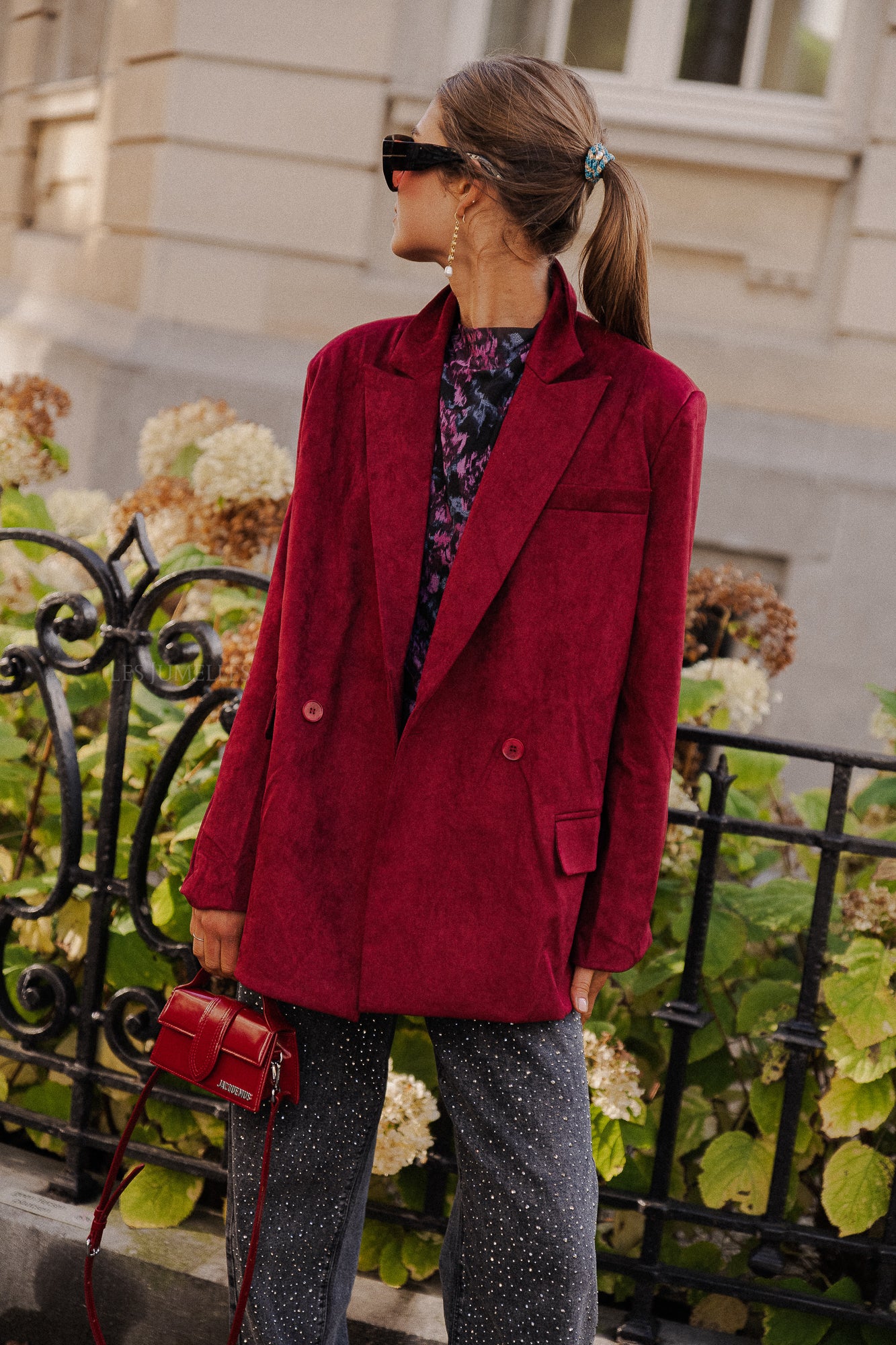 Blazer en daim Bree bordeaux