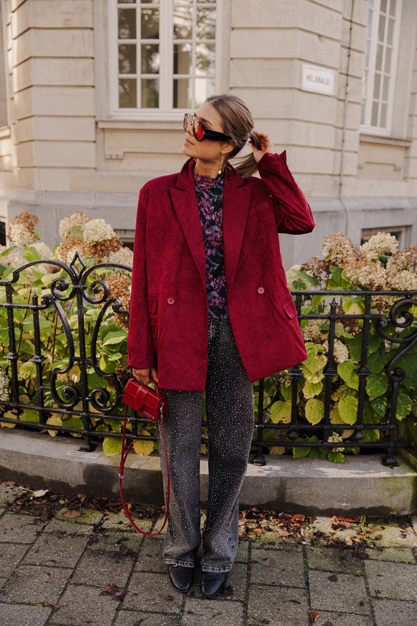 Blazer en daim Bree bordeaux