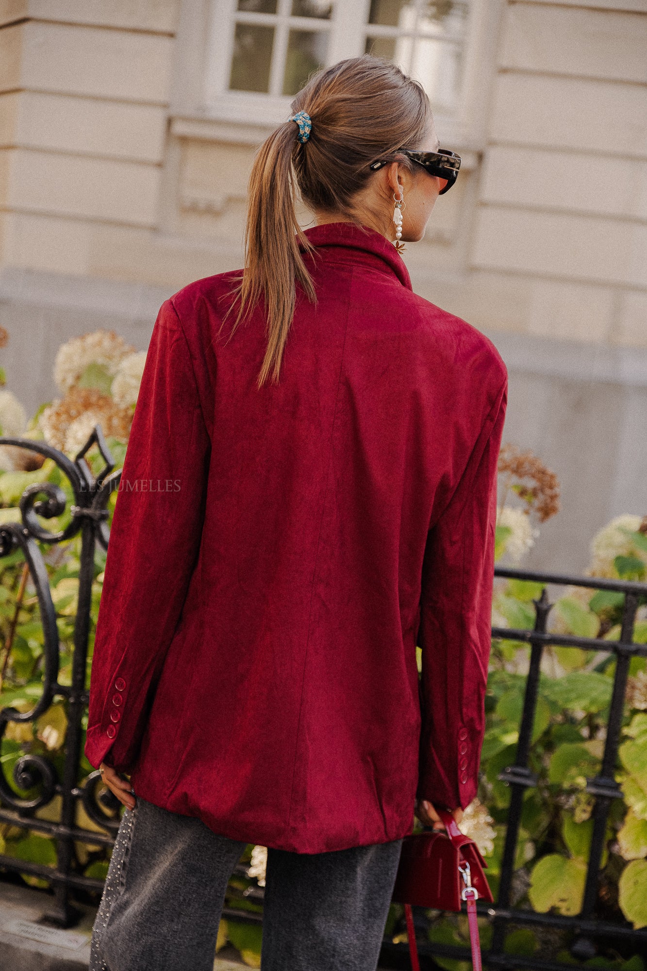 Blazer en daim Bree bordeaux