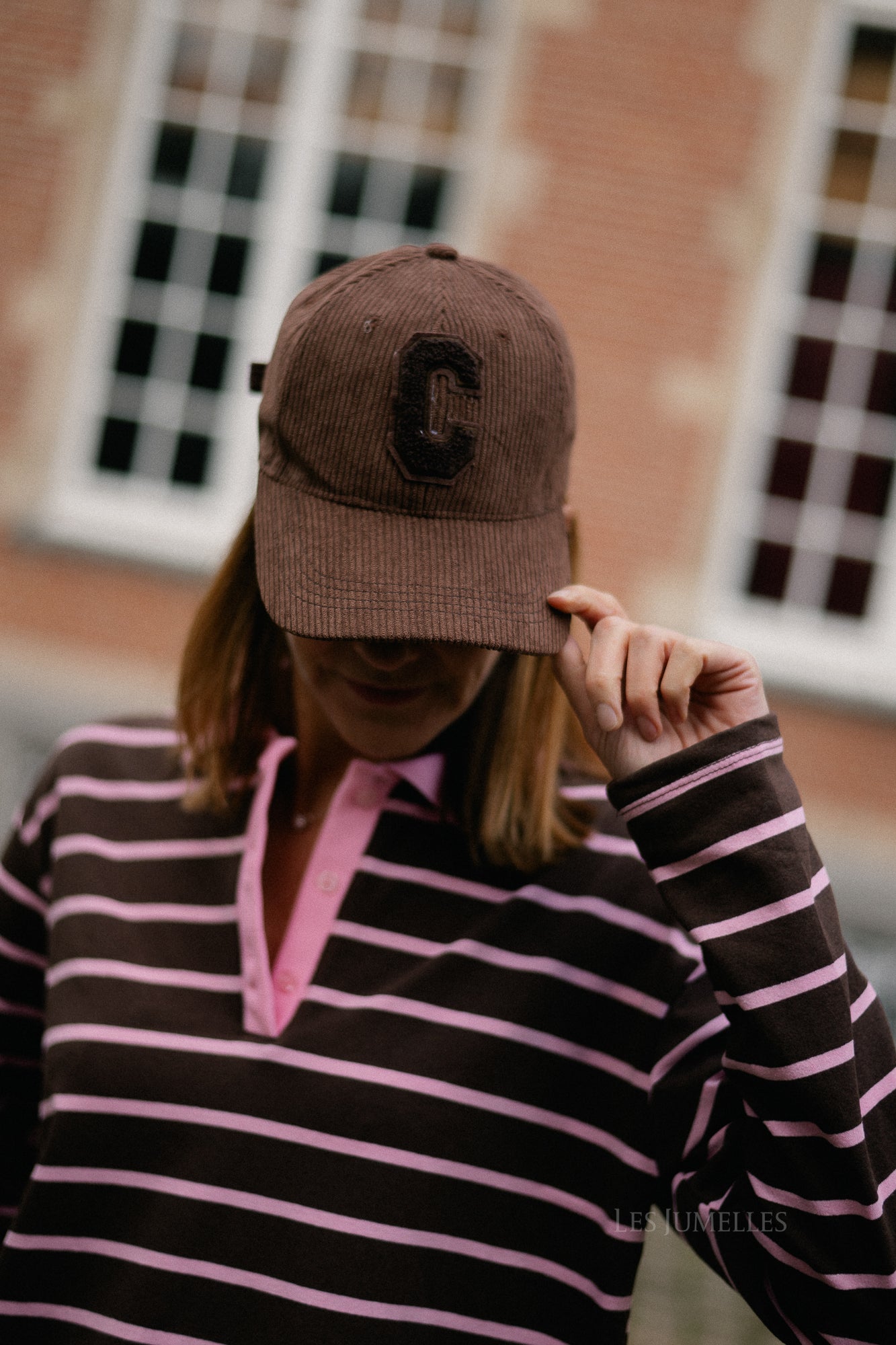 Robyn striped polo sweatshirt pink/hot chocolate