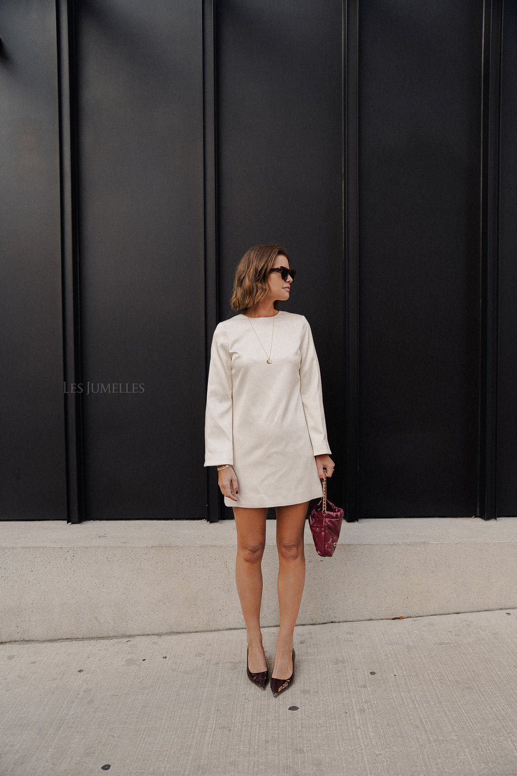 Elna Minikleid mit Schleifendetail Vanille