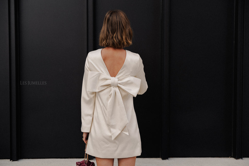 Elna Minikleid mit Schleifendetail Vanille