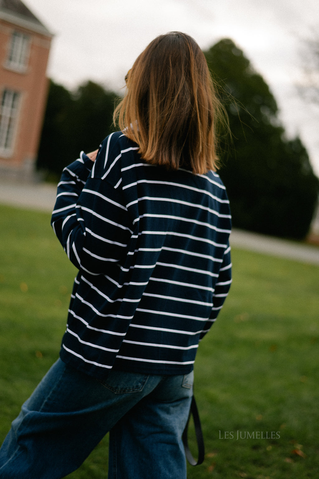 Lisa gestreept poloshirt marineblauw/wit