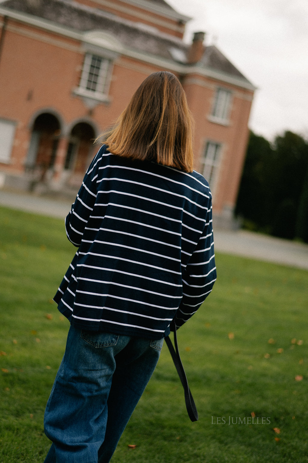 Lisa gestreept poloshirt marineblauw/wit