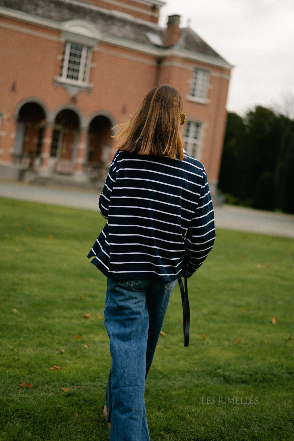 Lisa gestreept poloshirt marineblauw/wit