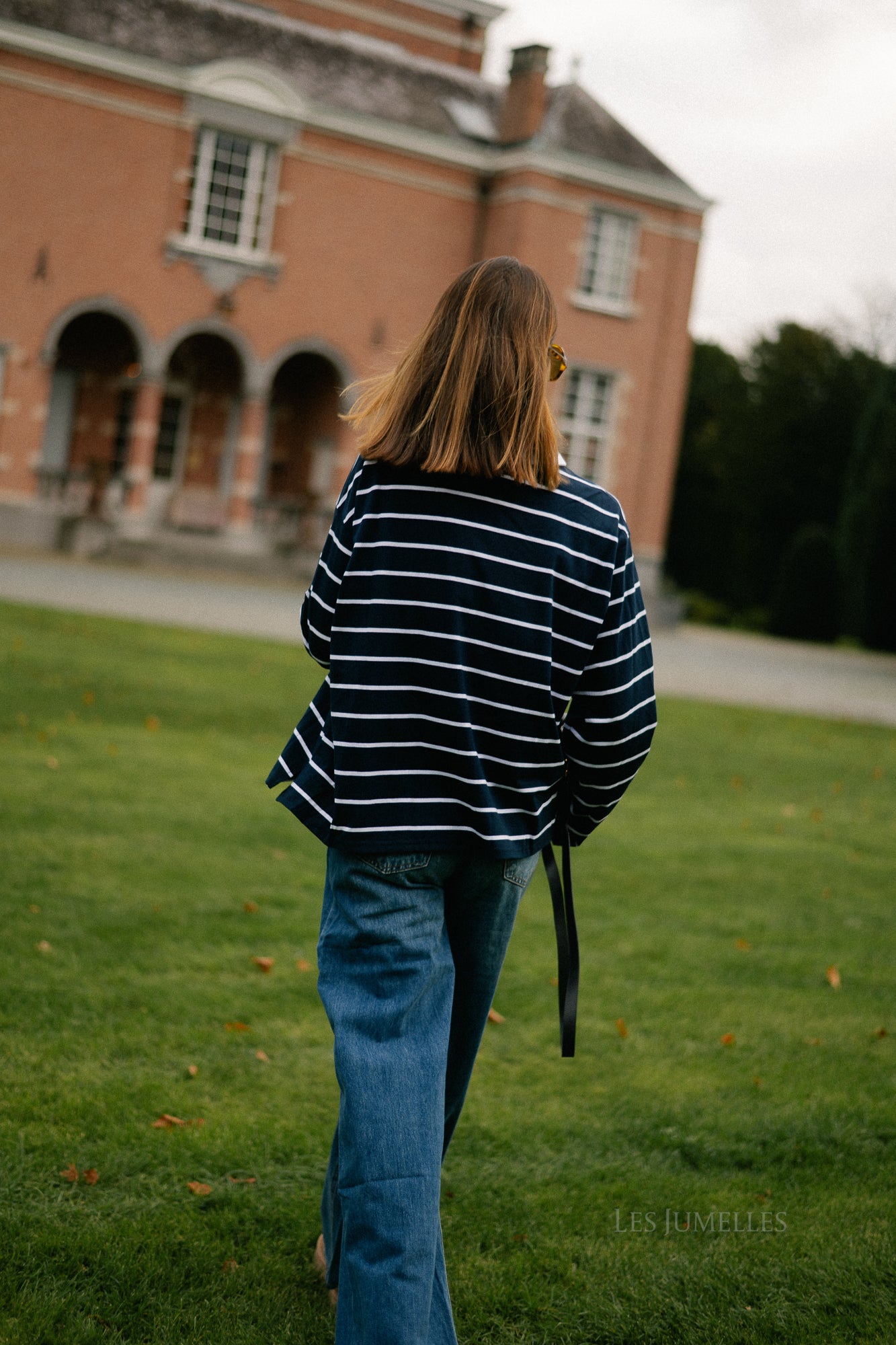 Lisa gestreept poloshirt marineblauw/wit