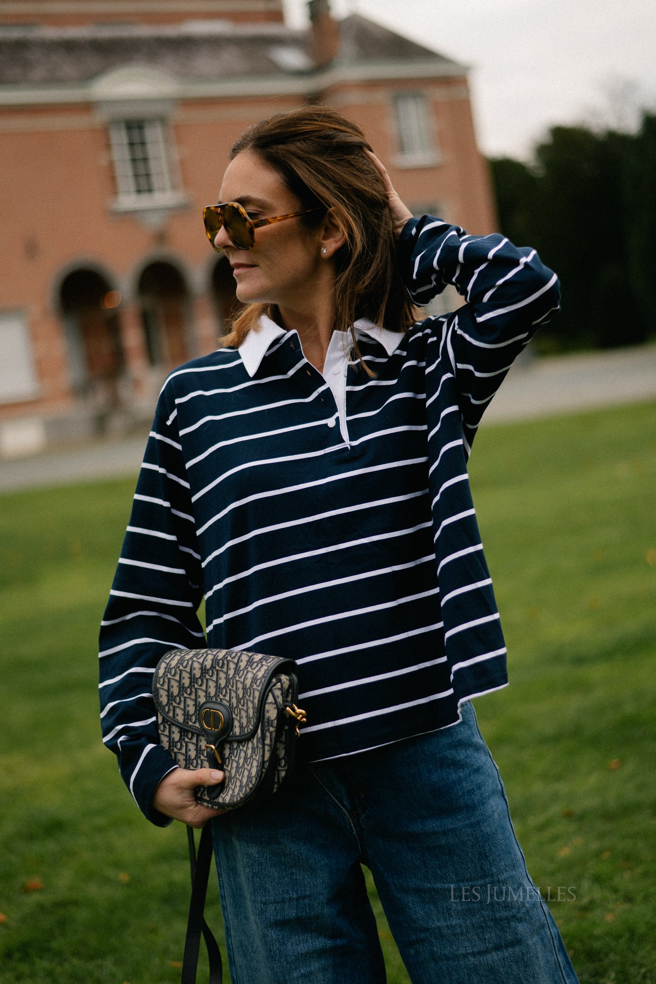 Lisa gestreept poloshirt marineblauw/wit