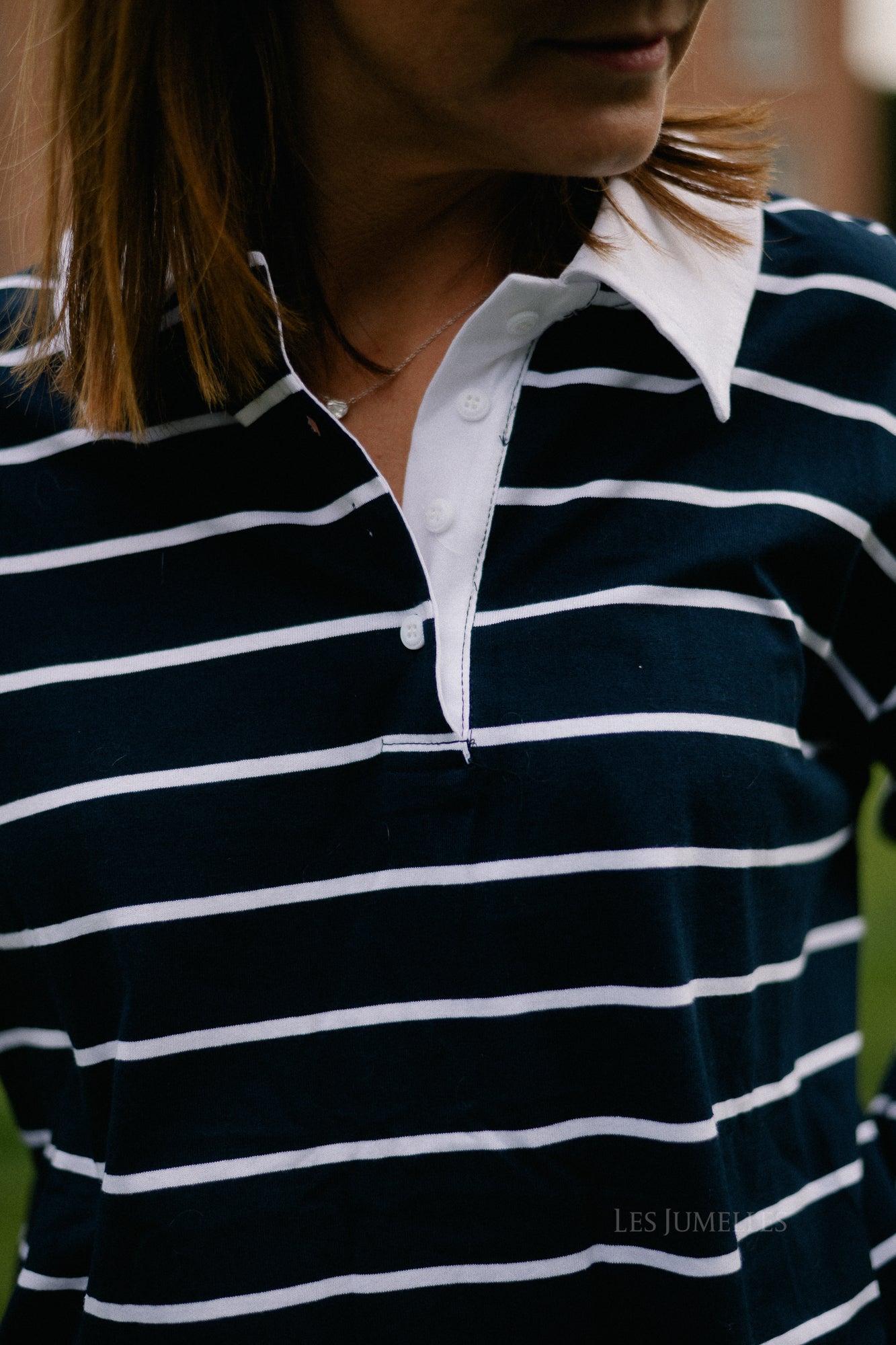 Lisa gestreept poloshirt marineblauw/wit