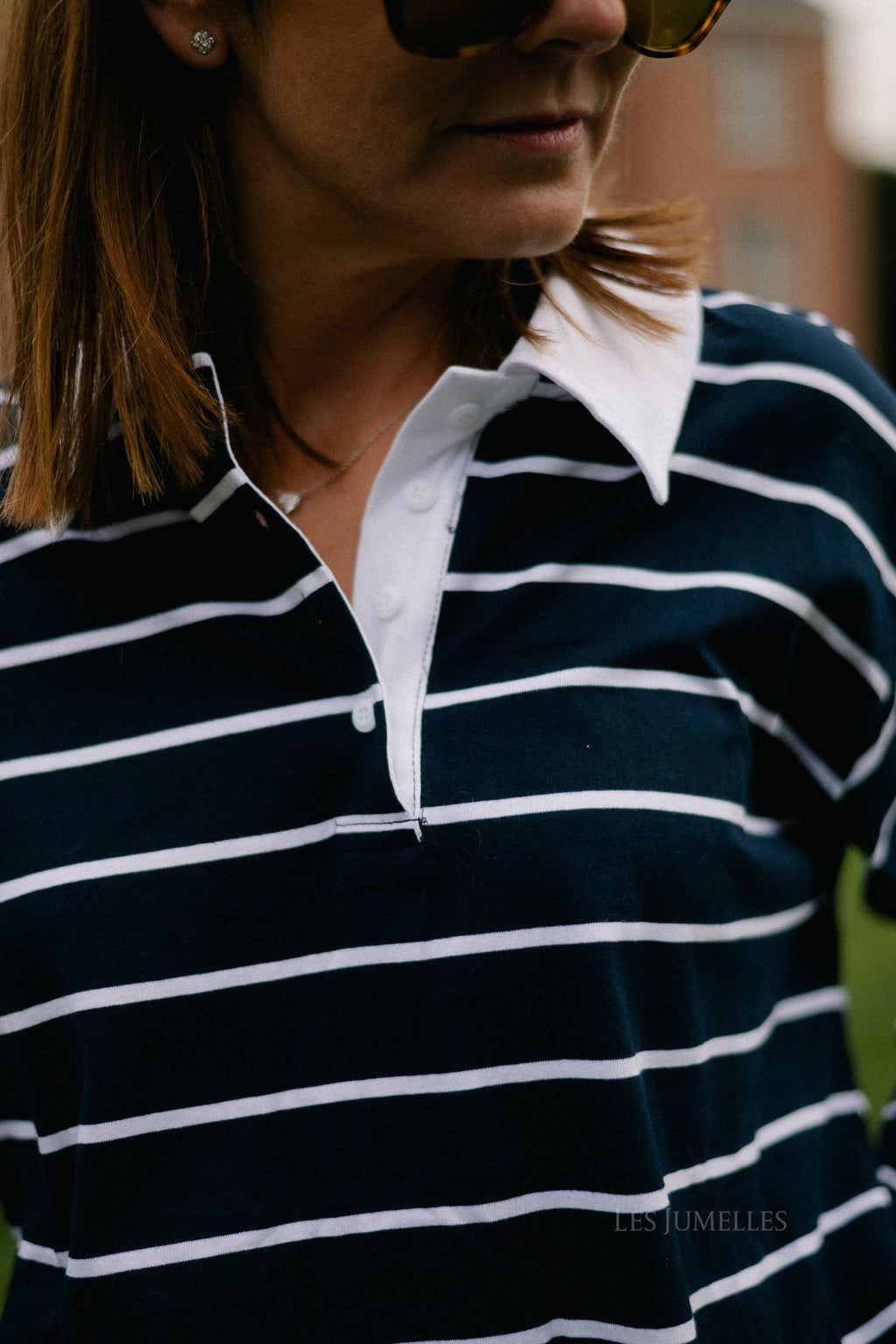 Lisa gestreept poloshirt marineblauw/wit