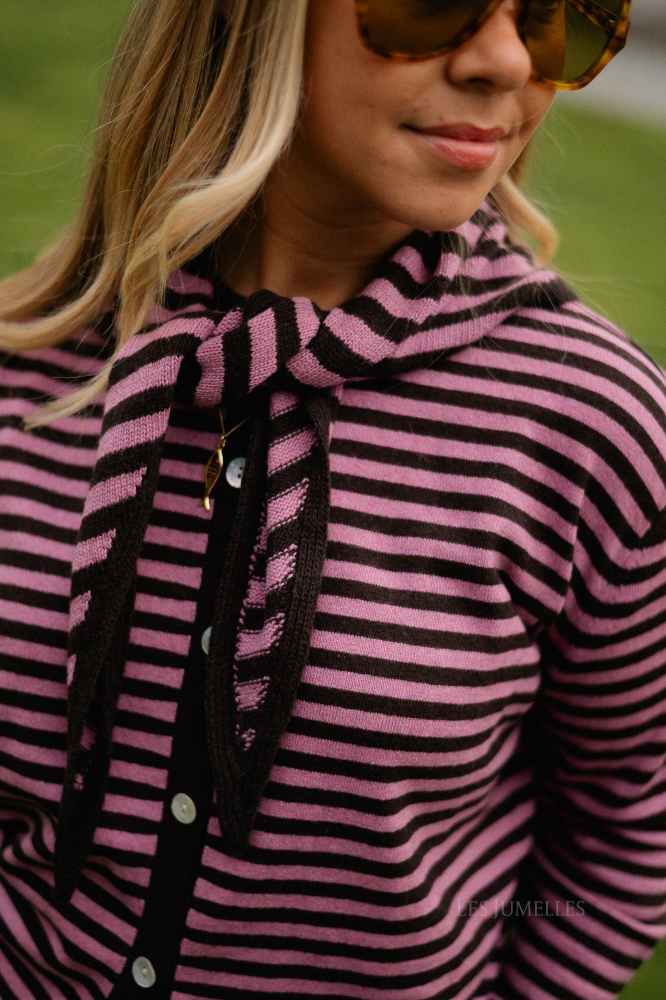 Lisa gestreepte sjaal hot chocolate/roze