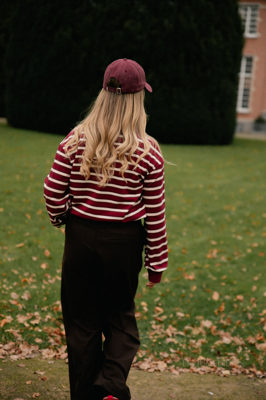 Emmy striped polo sweatshirt deep red/ecru