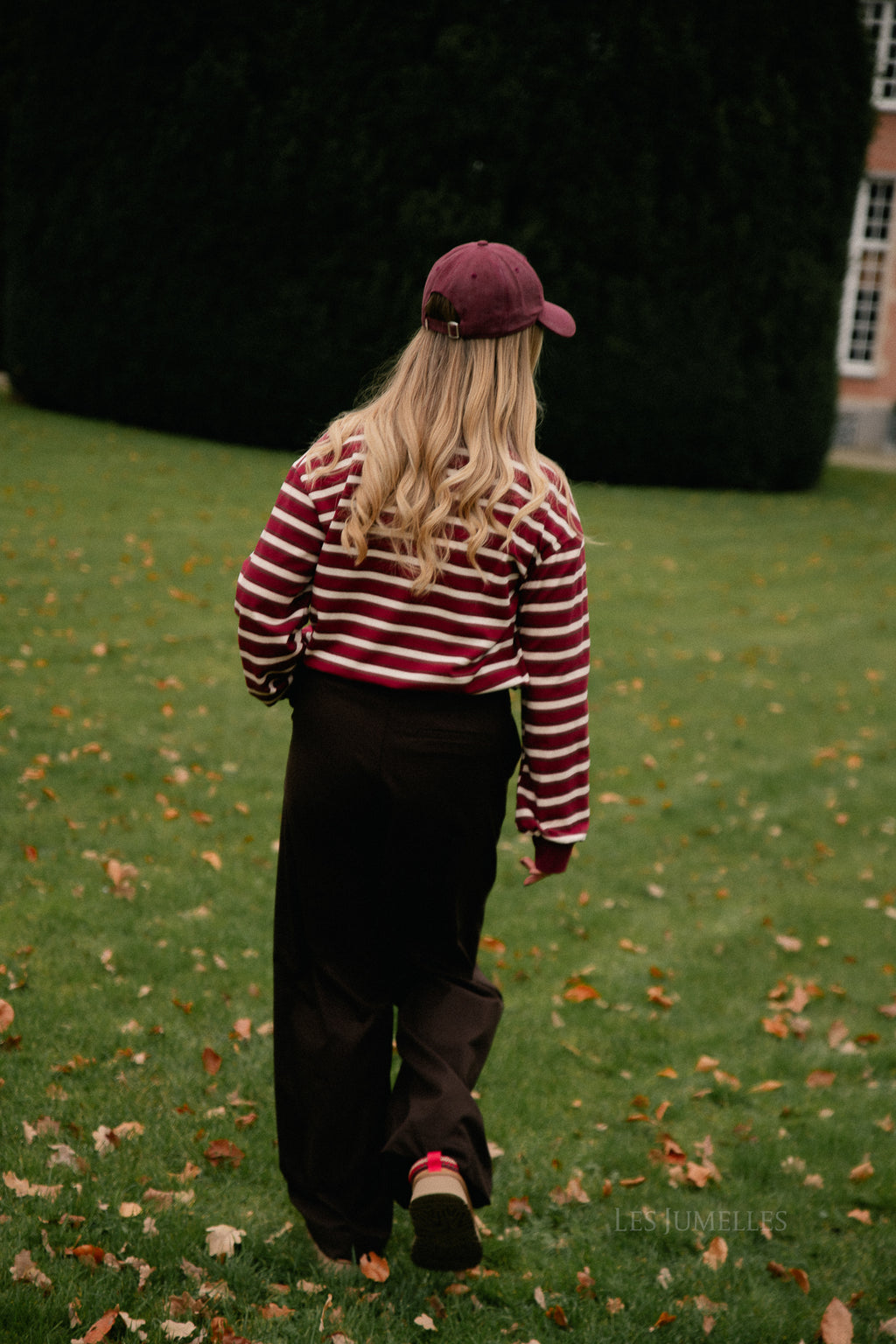 Emmy striped polo sweatshirt deep red/ecru