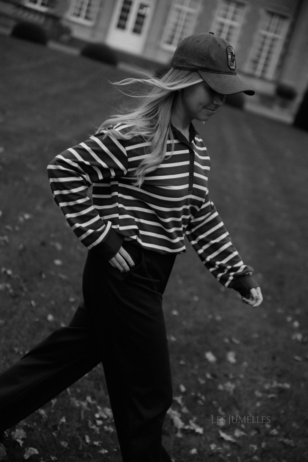 Emmy striped polo sweatshirt deep red/ecru