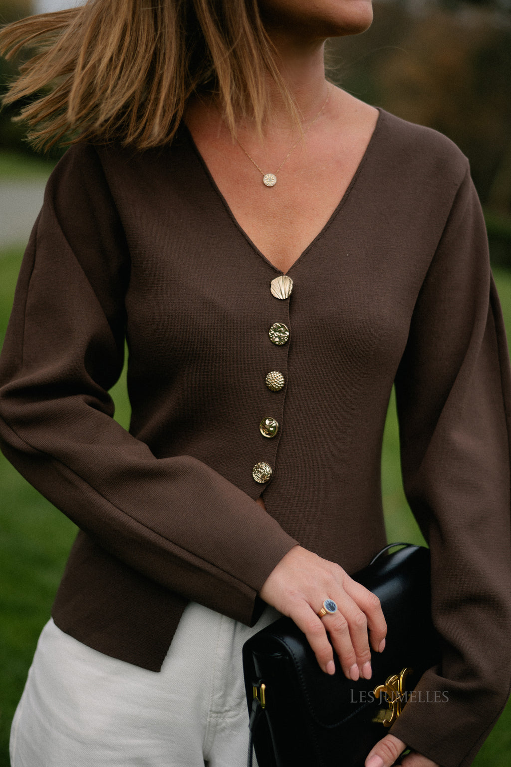 YASMikkala LS gebreide cardigan chocoladebruin