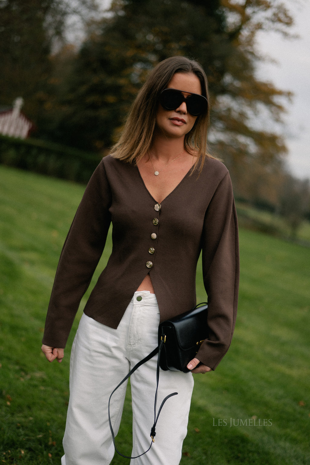 YASMikkala LS gebreide cardigan chocoladebruin