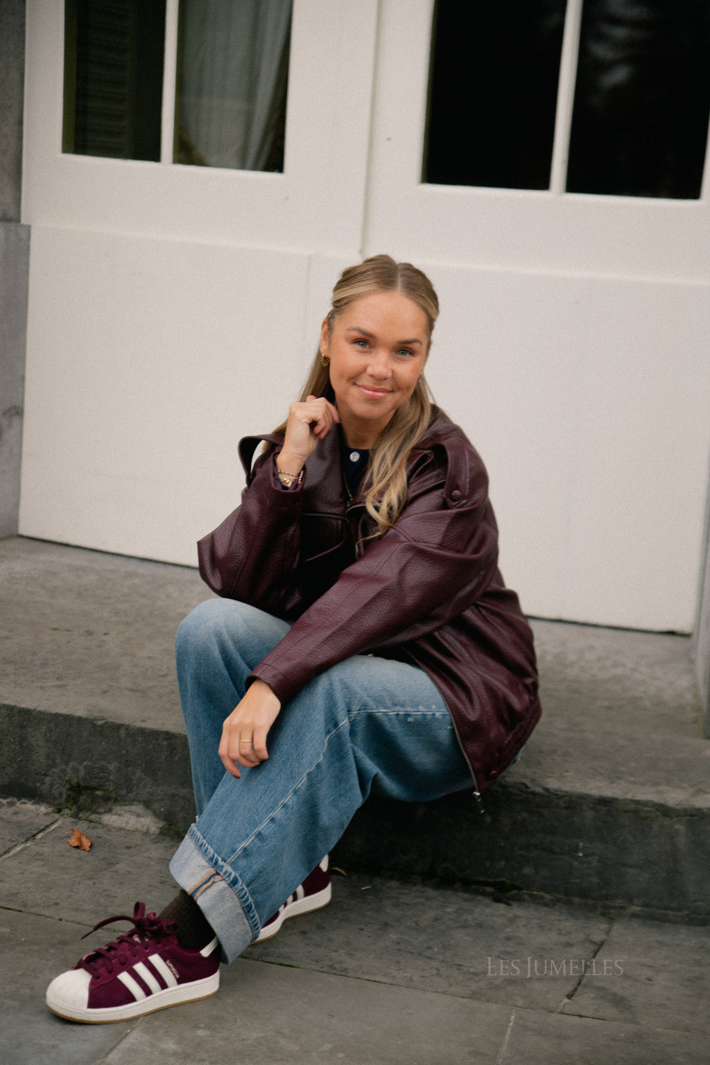 Aubrey leren look jas bordeaux