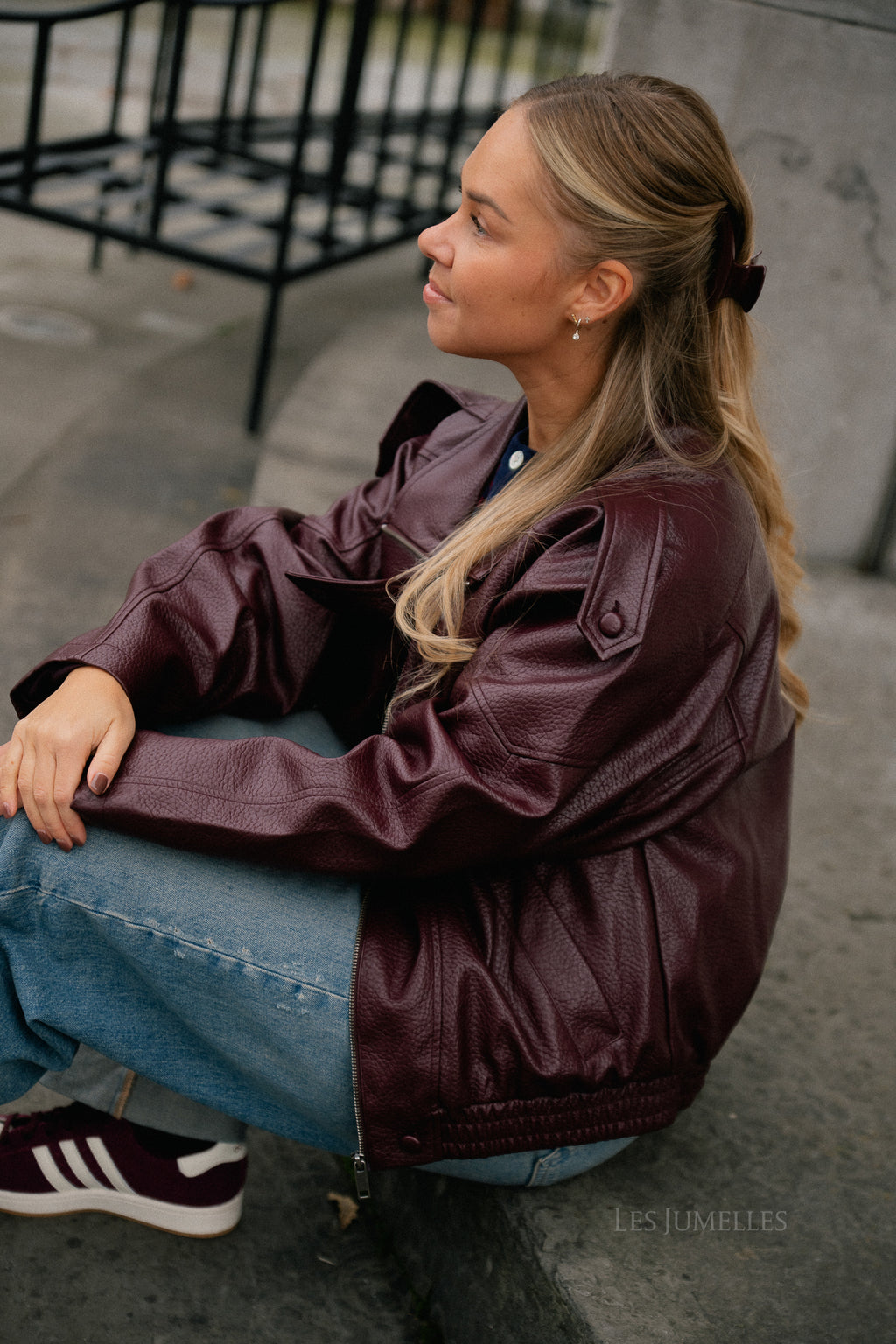 Aubrey leren look jas bordeaux