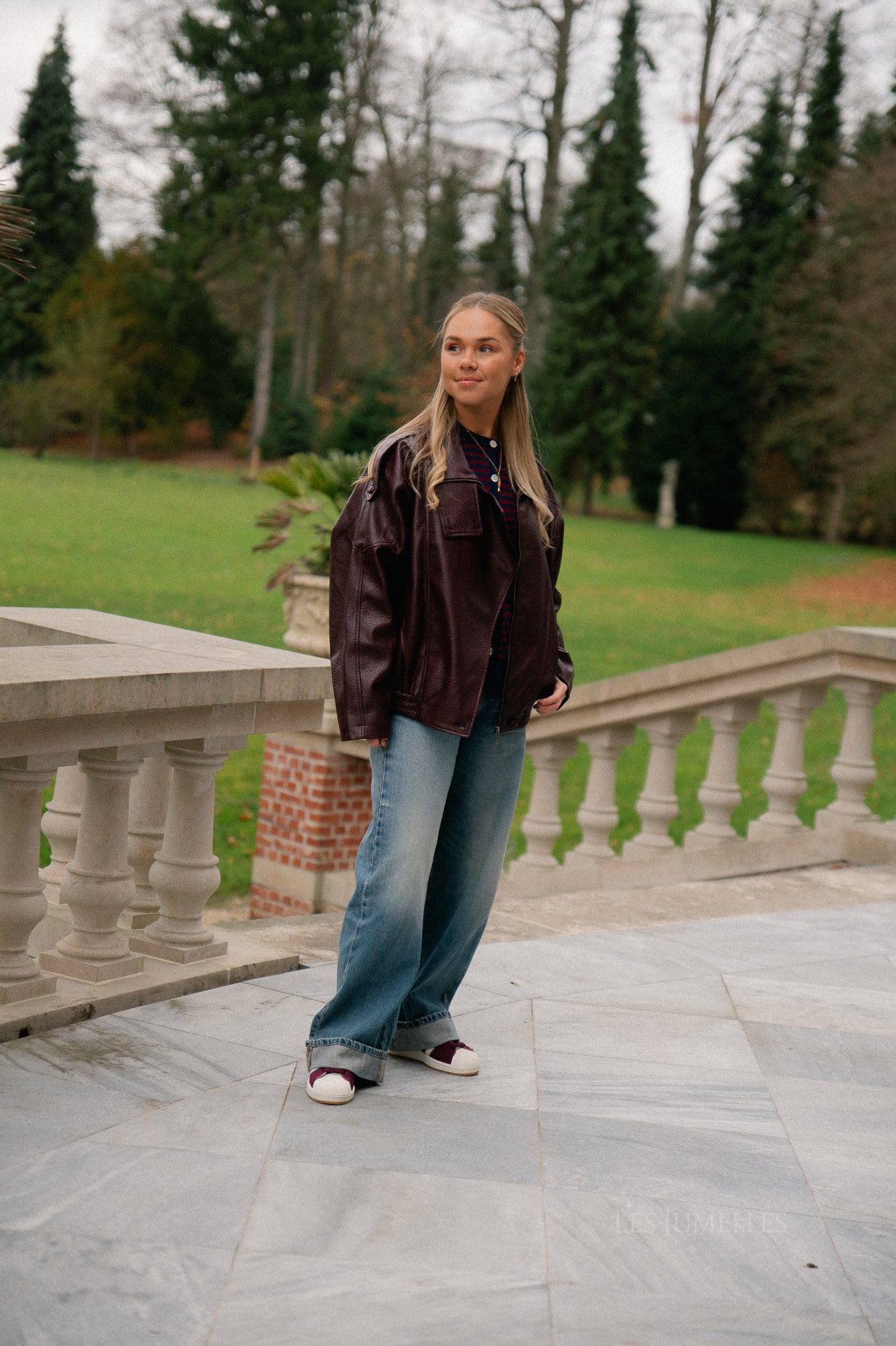 Aubrey leren look jas bordeaux