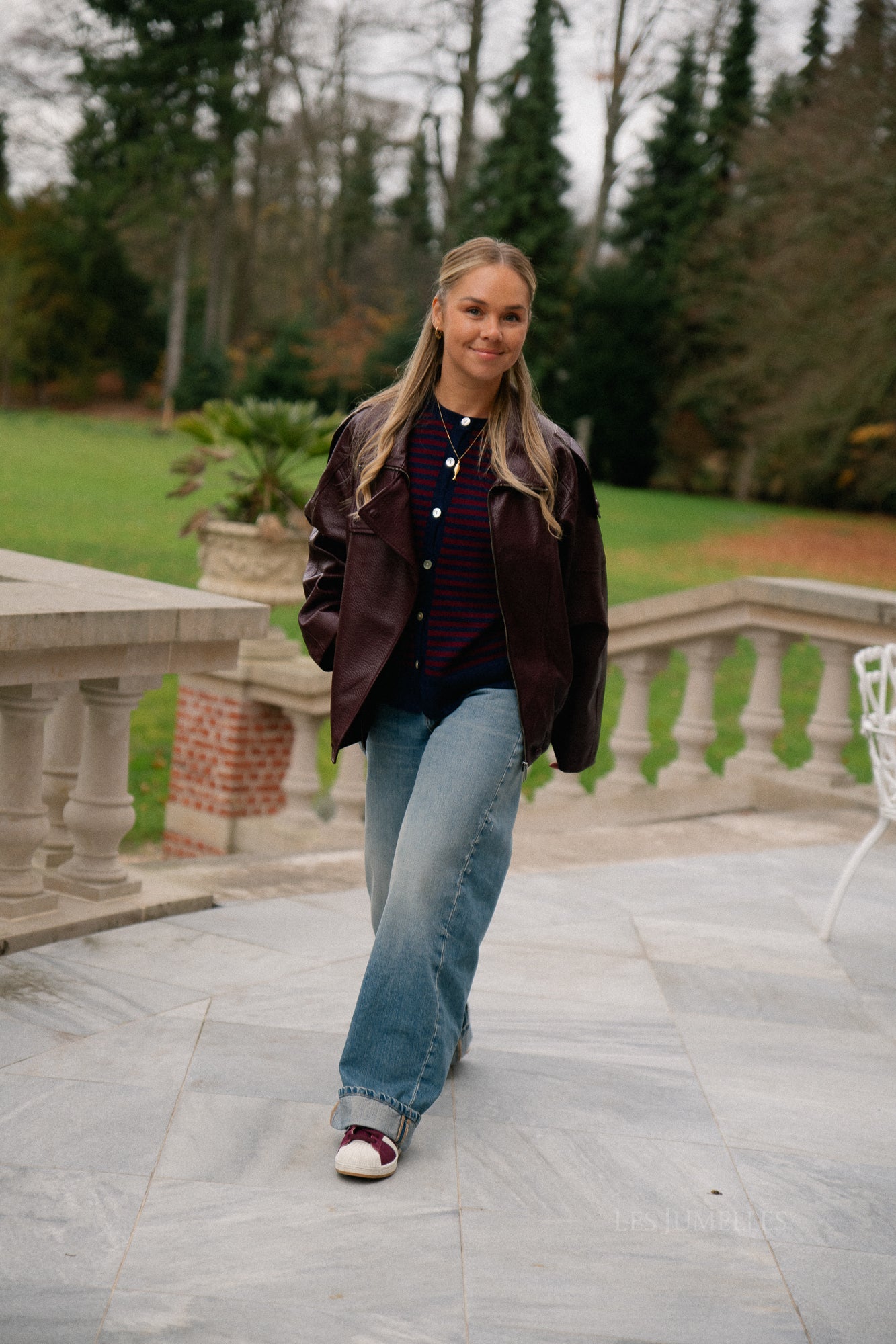 Aubrey leren look jas bordeaux