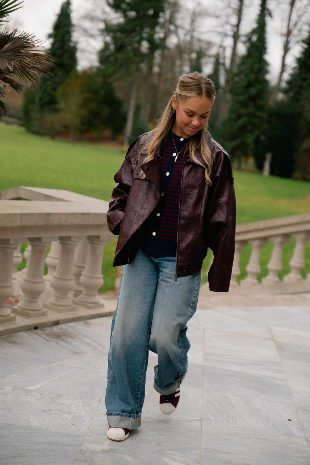 Aubrey leren look jas bordeaux