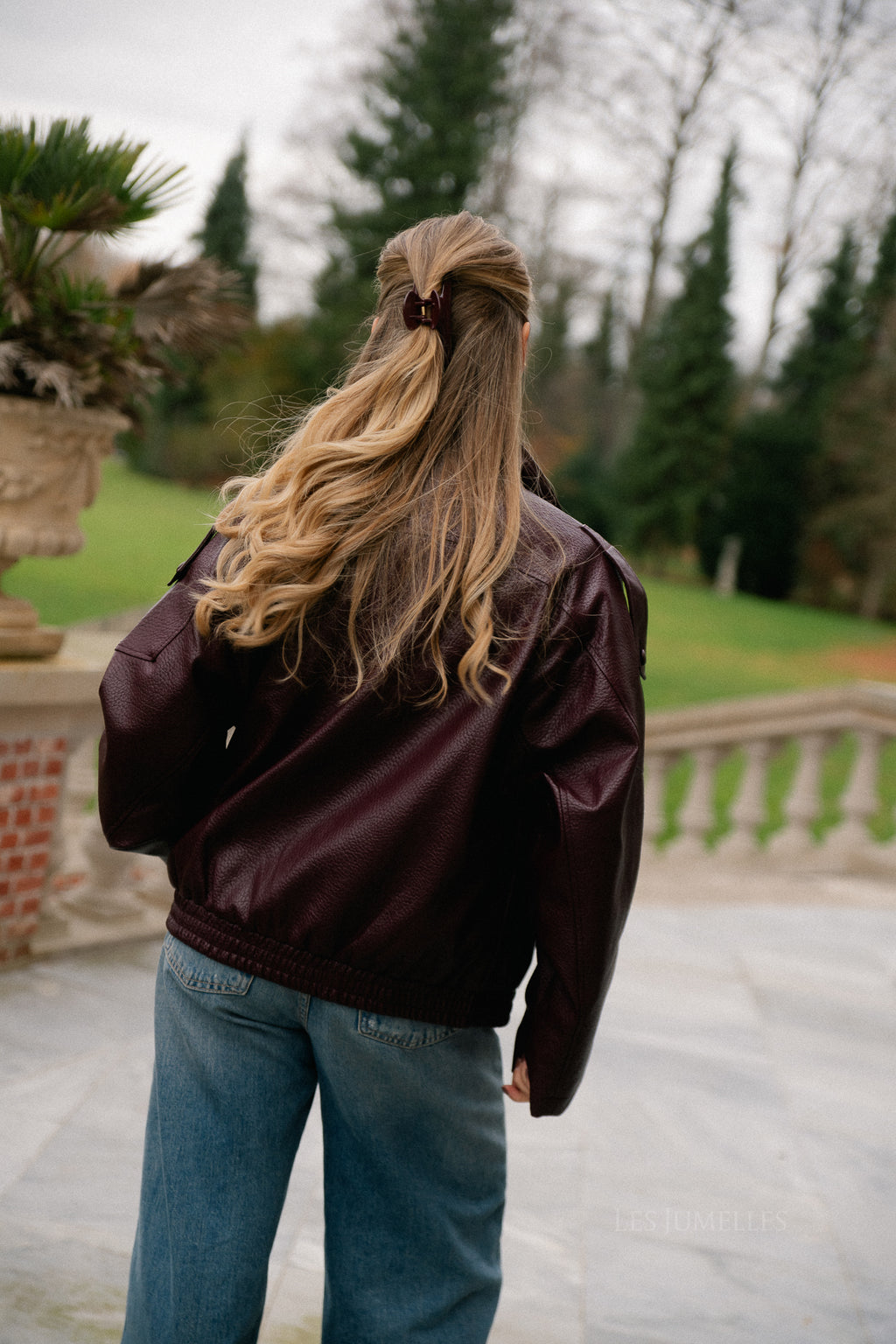 Aubrey leren look jas bordeaux