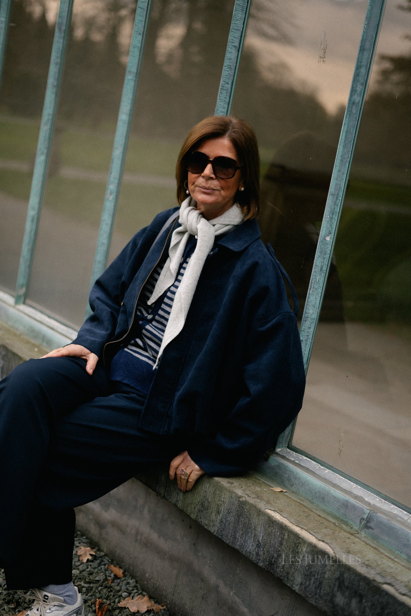 Veste en daim Aurora bleu marine