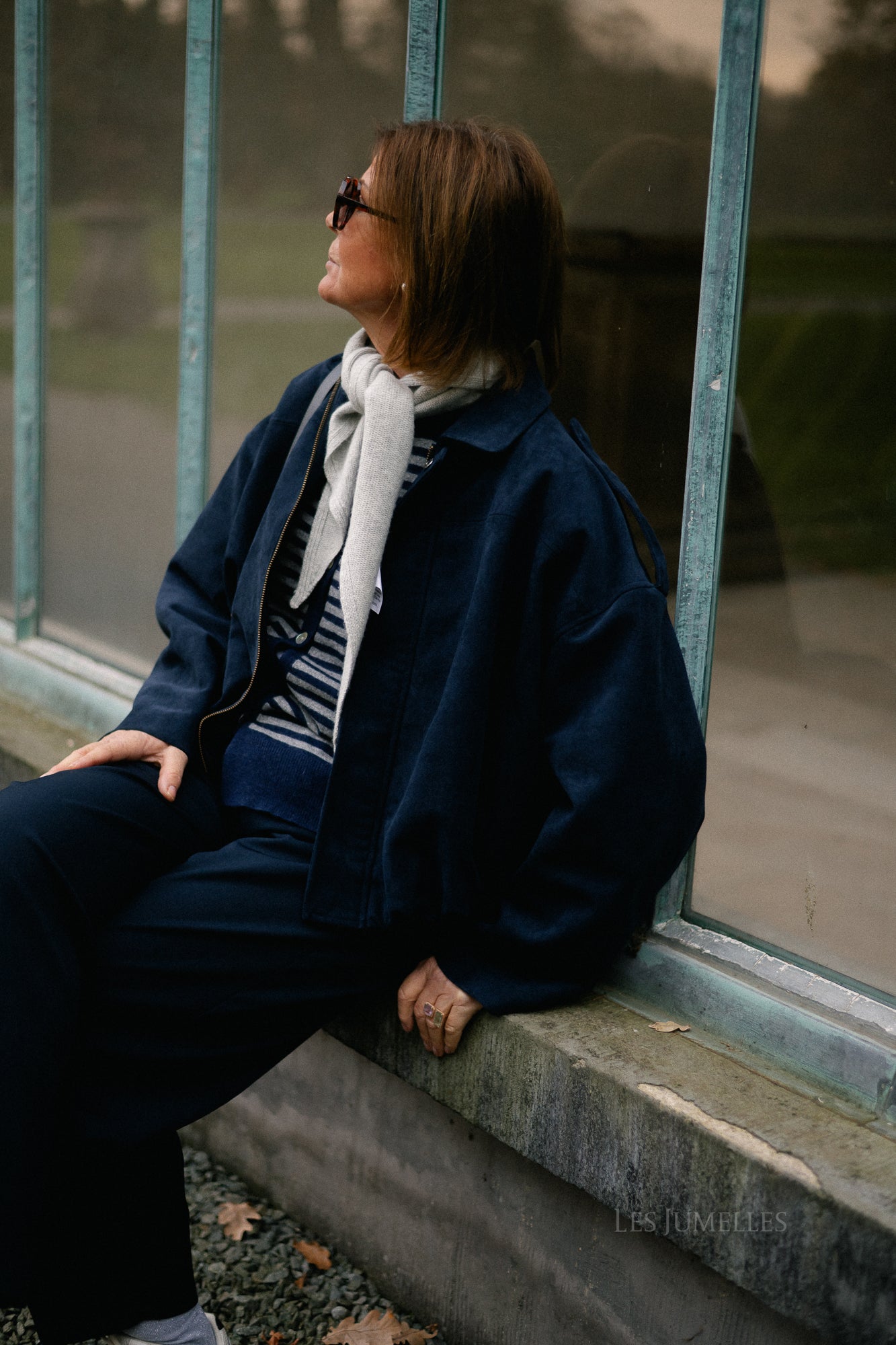 Veste en daim Aurora bleu marine