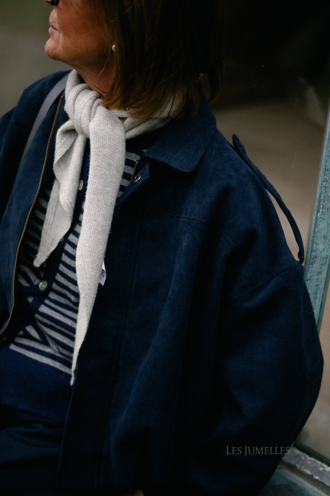 Veste en daim Aurora bleu marine