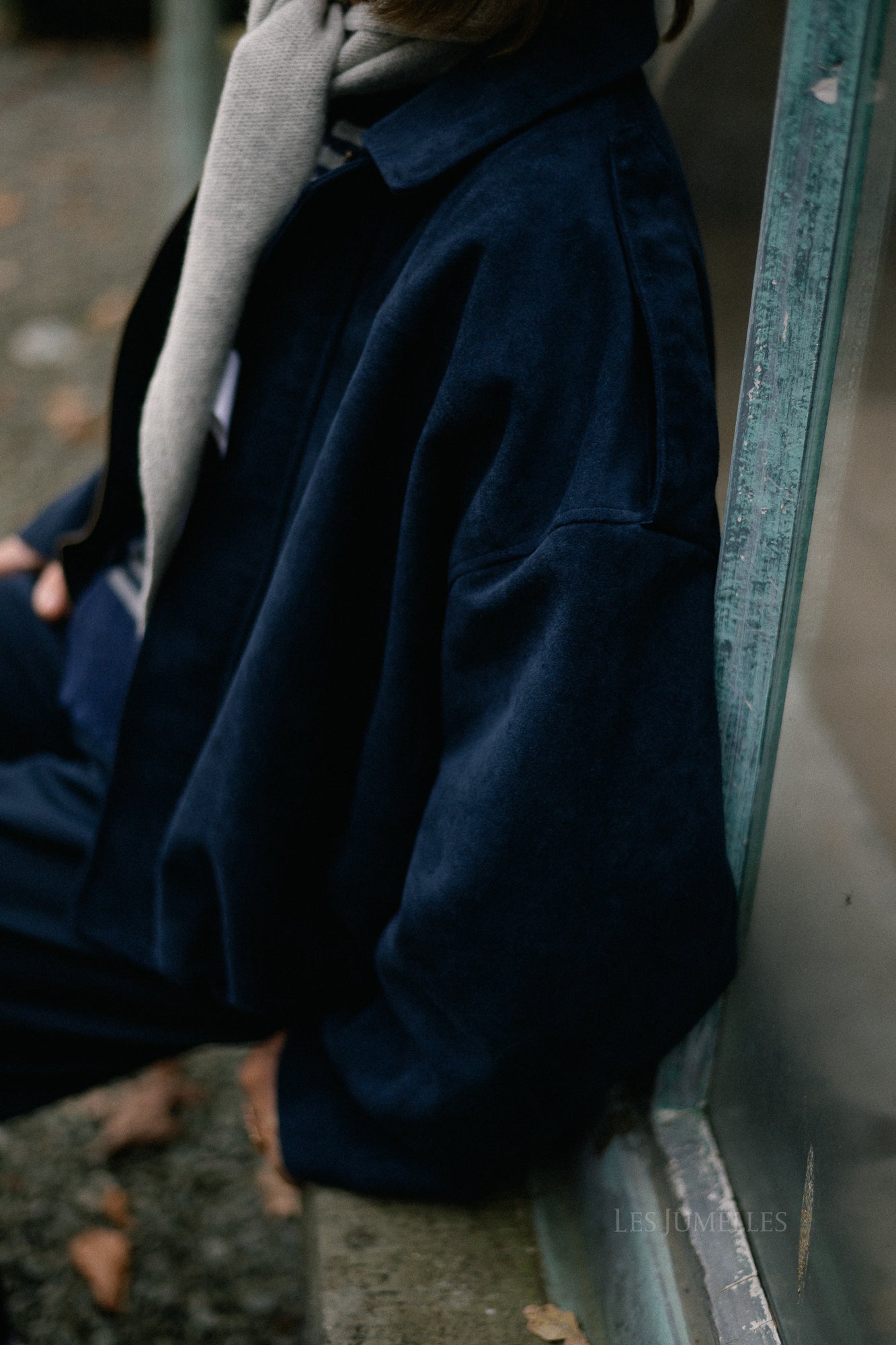 Veste en daim Aurora bleu marine