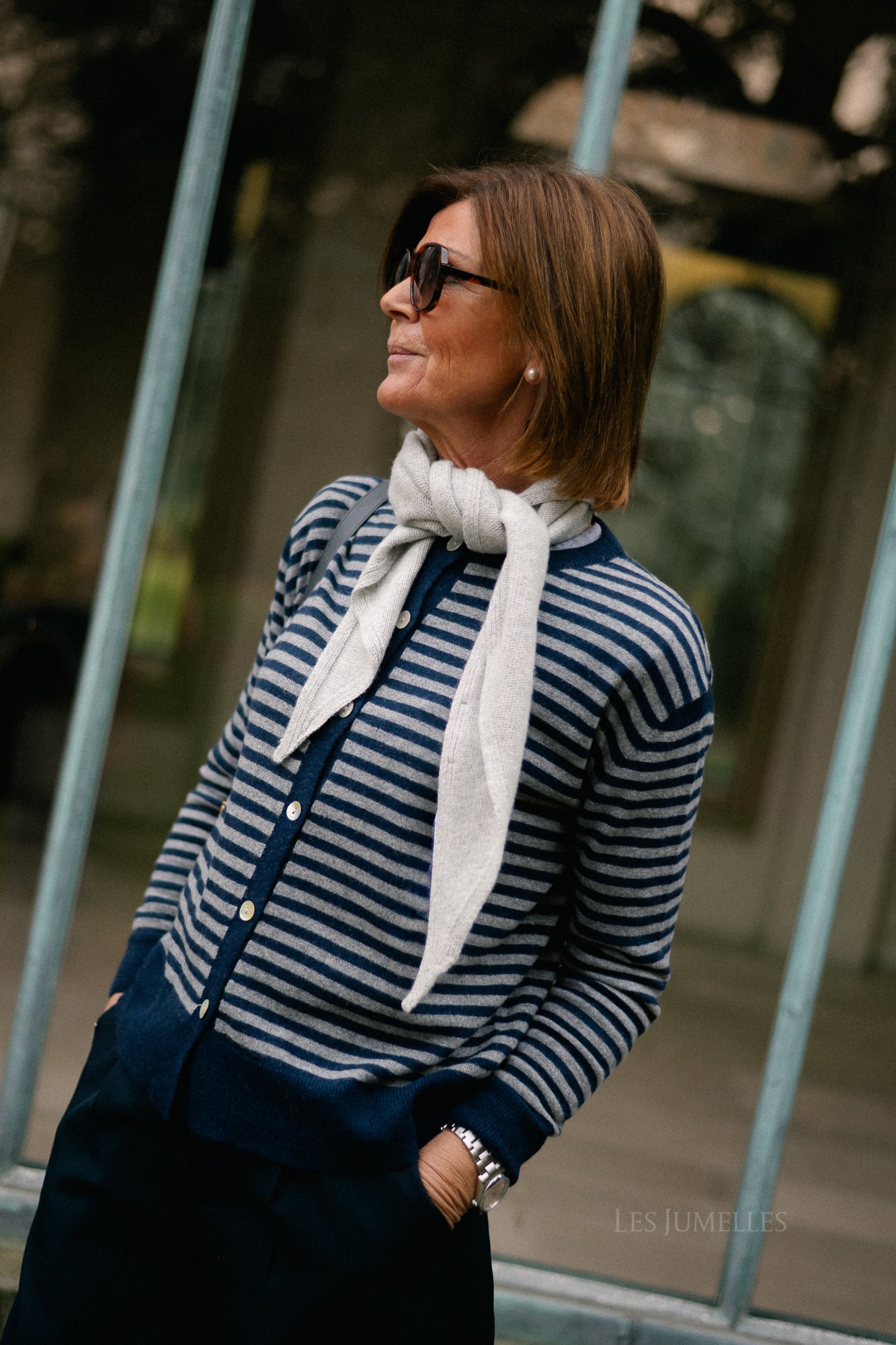 Lisa striped cardigan navy/grey