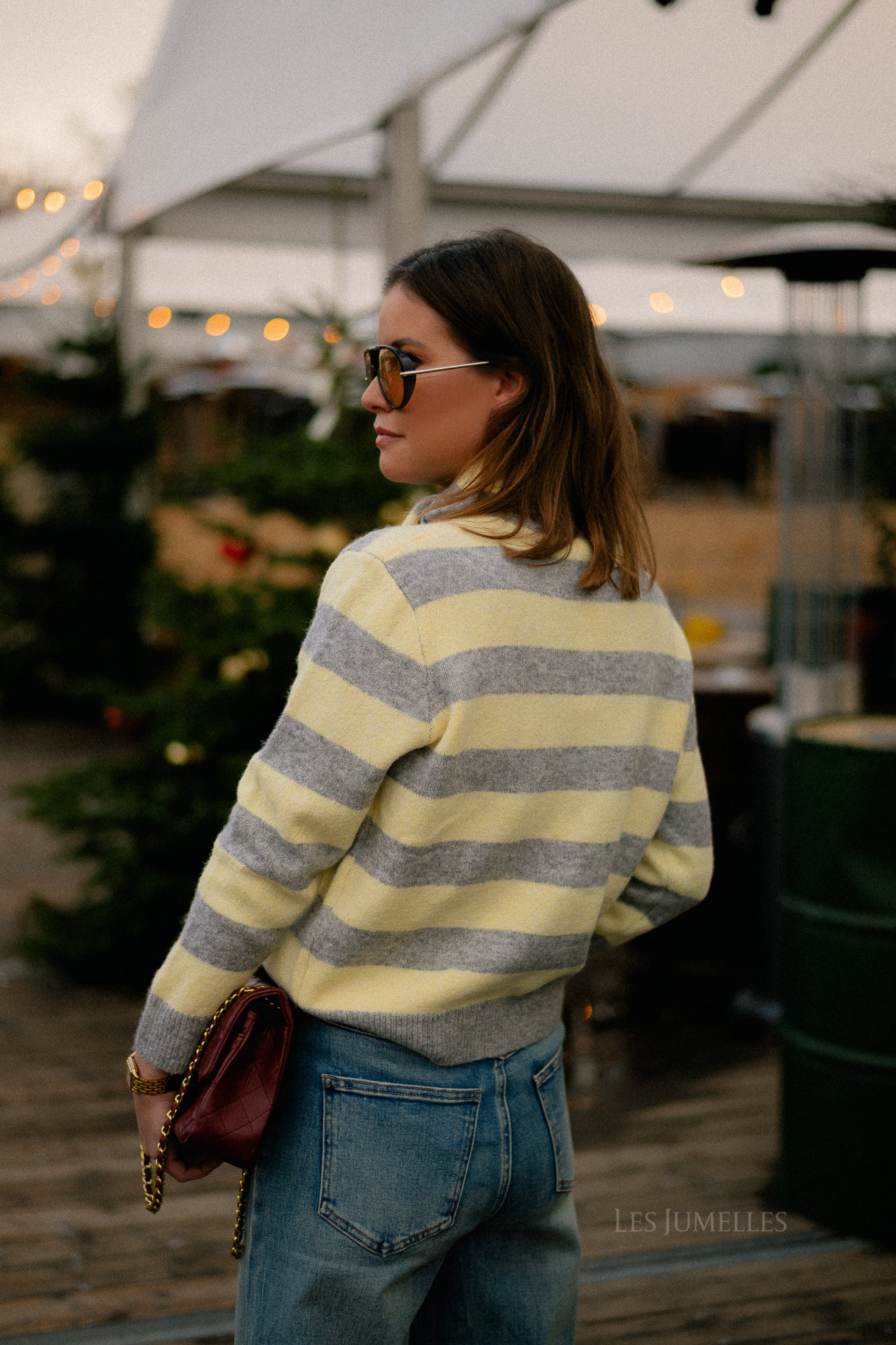 Birdie striped cardigan grey/butter yellow