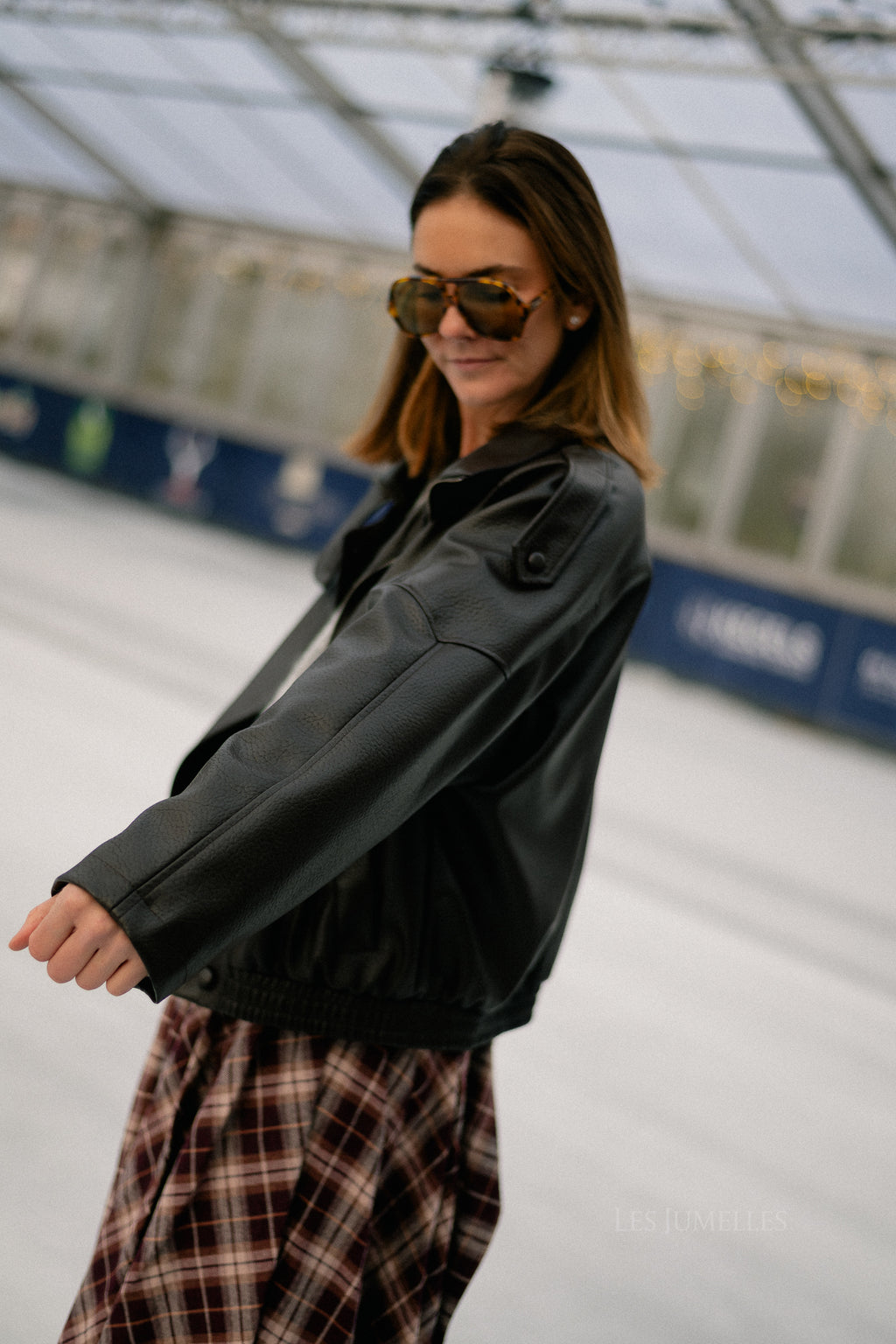 Aubrey leren look jas zwart