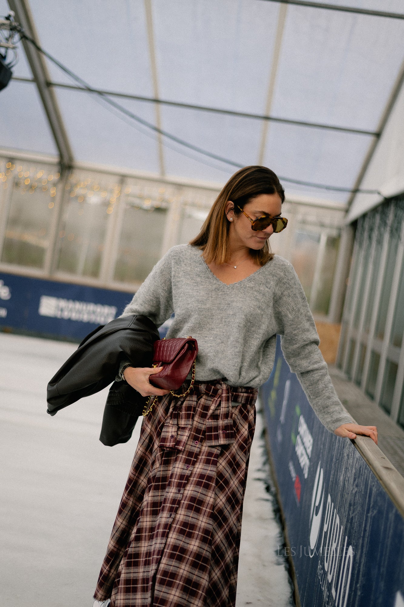 Martha checkered skirt burgundy